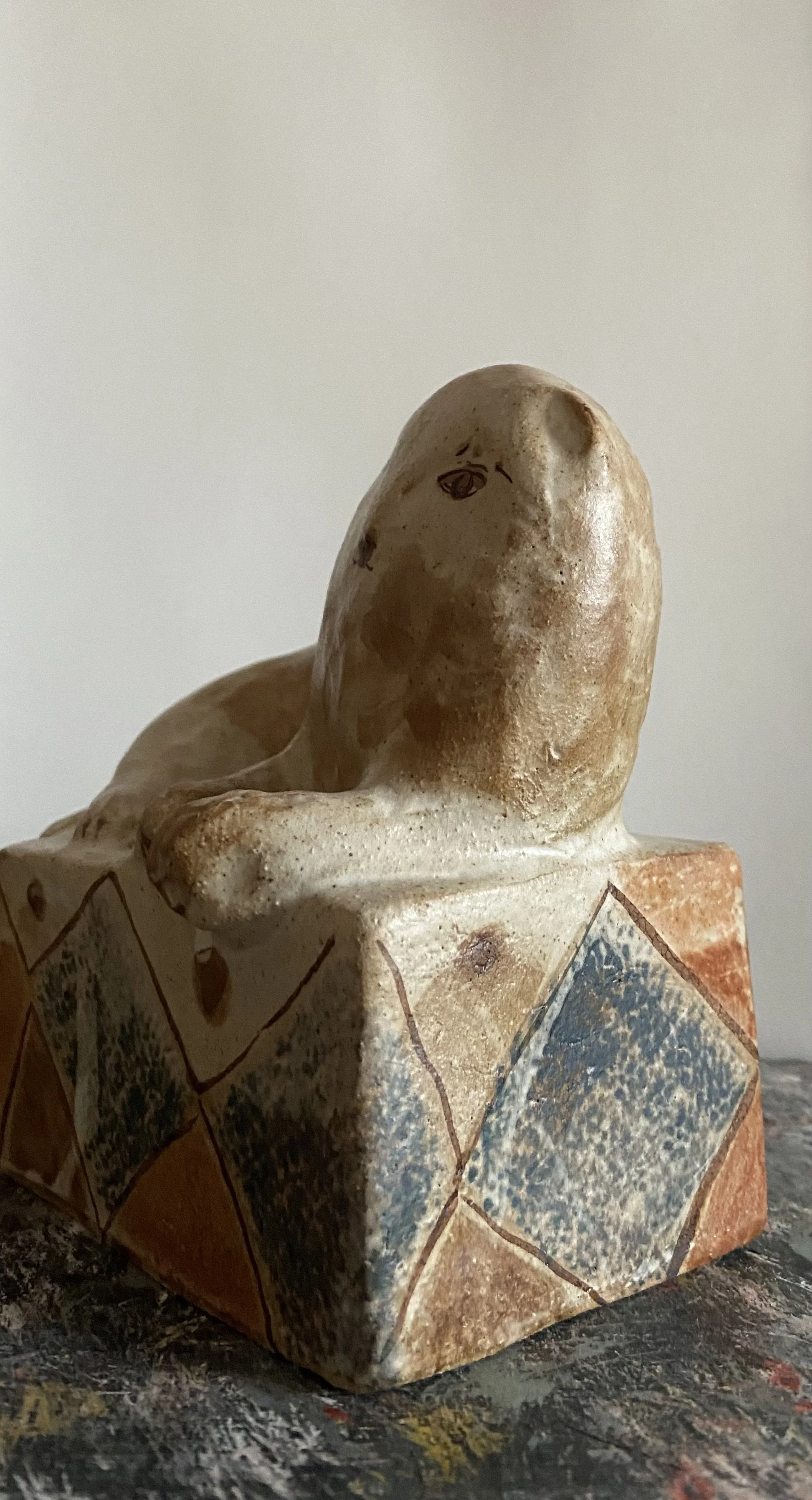 Stoneware lion handmade by Charlotte Salt