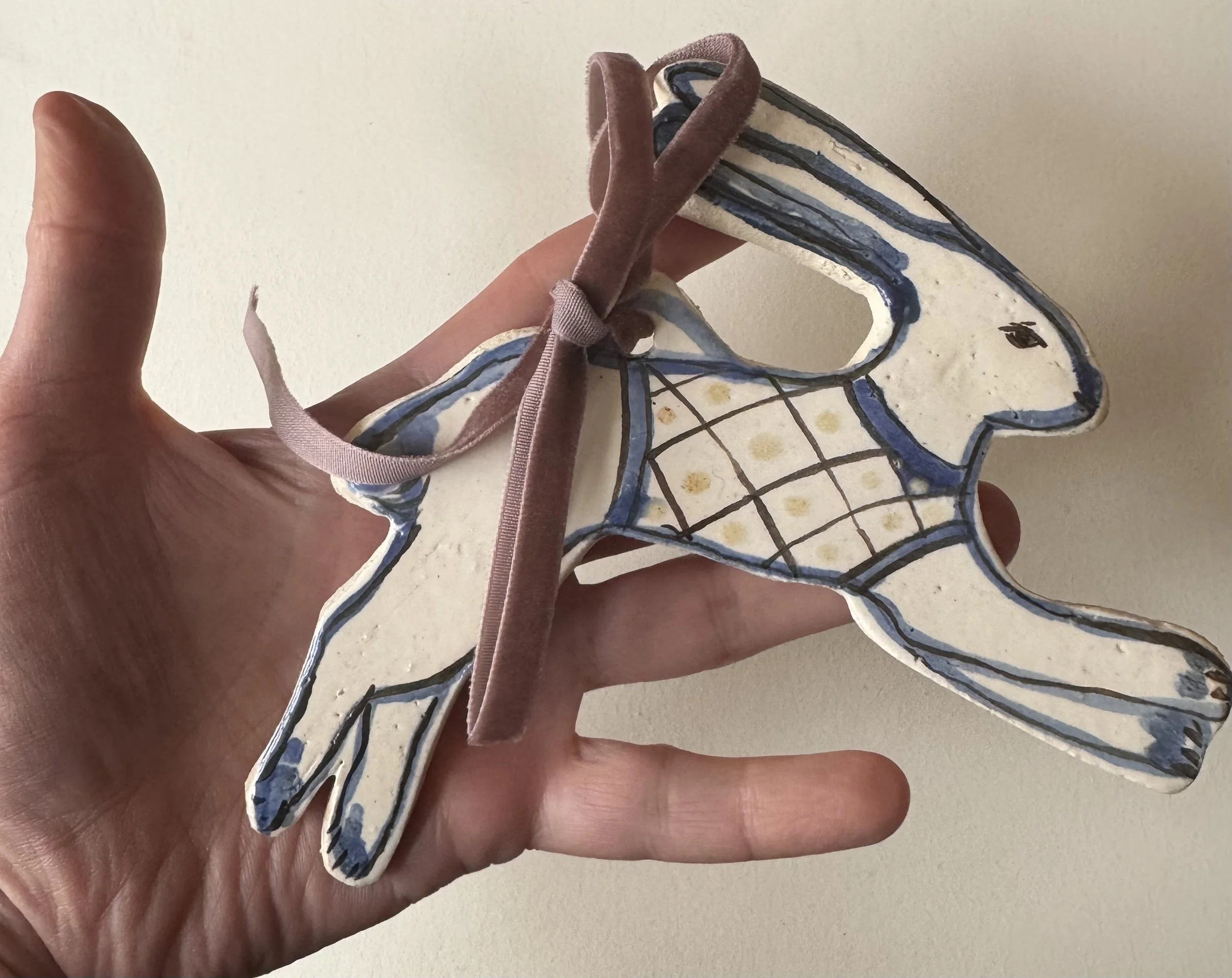 ceramic rabbit decorations by Charlotte Salt