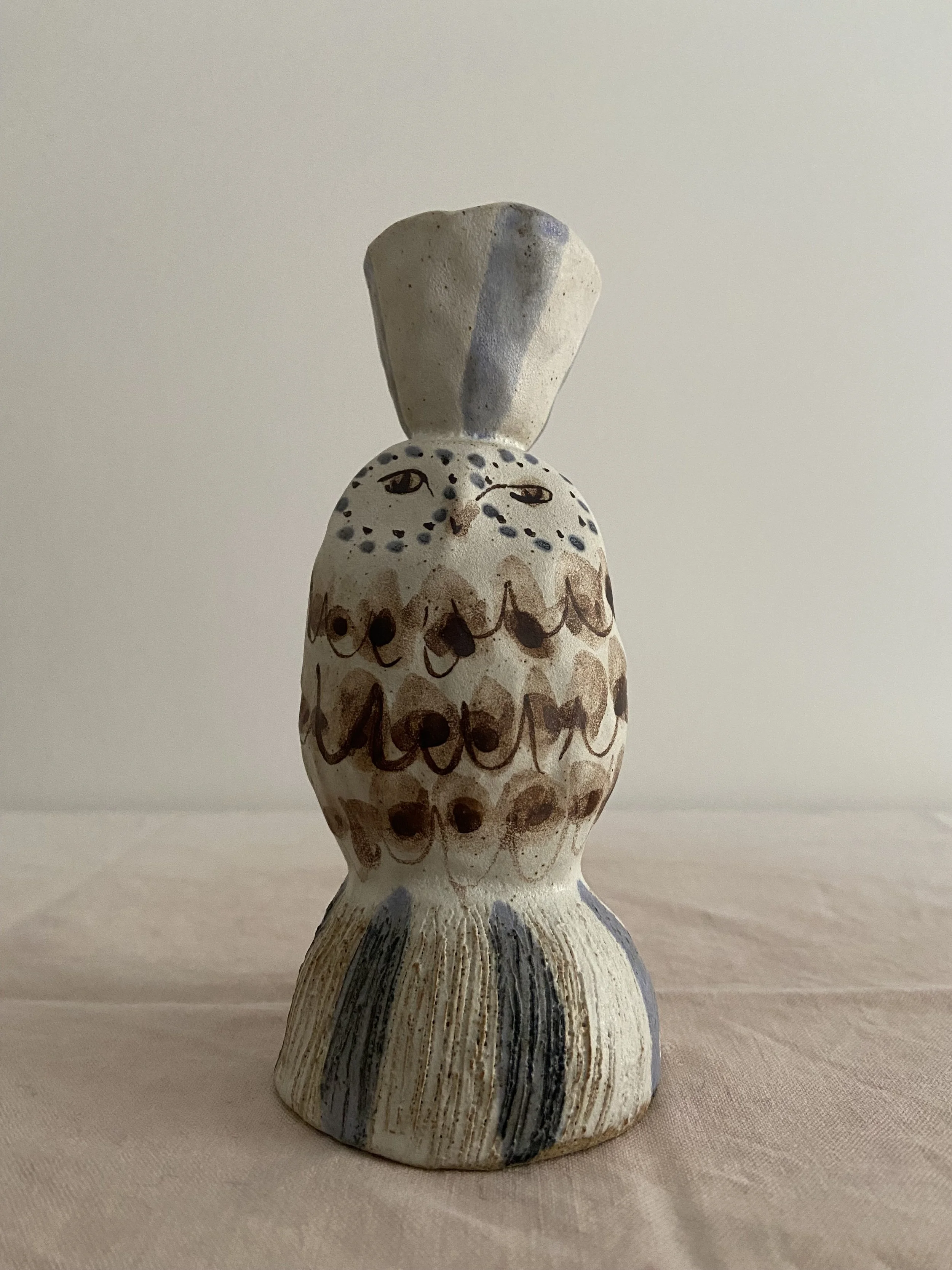 Ceramic owl candleholders by Charlotte Salt