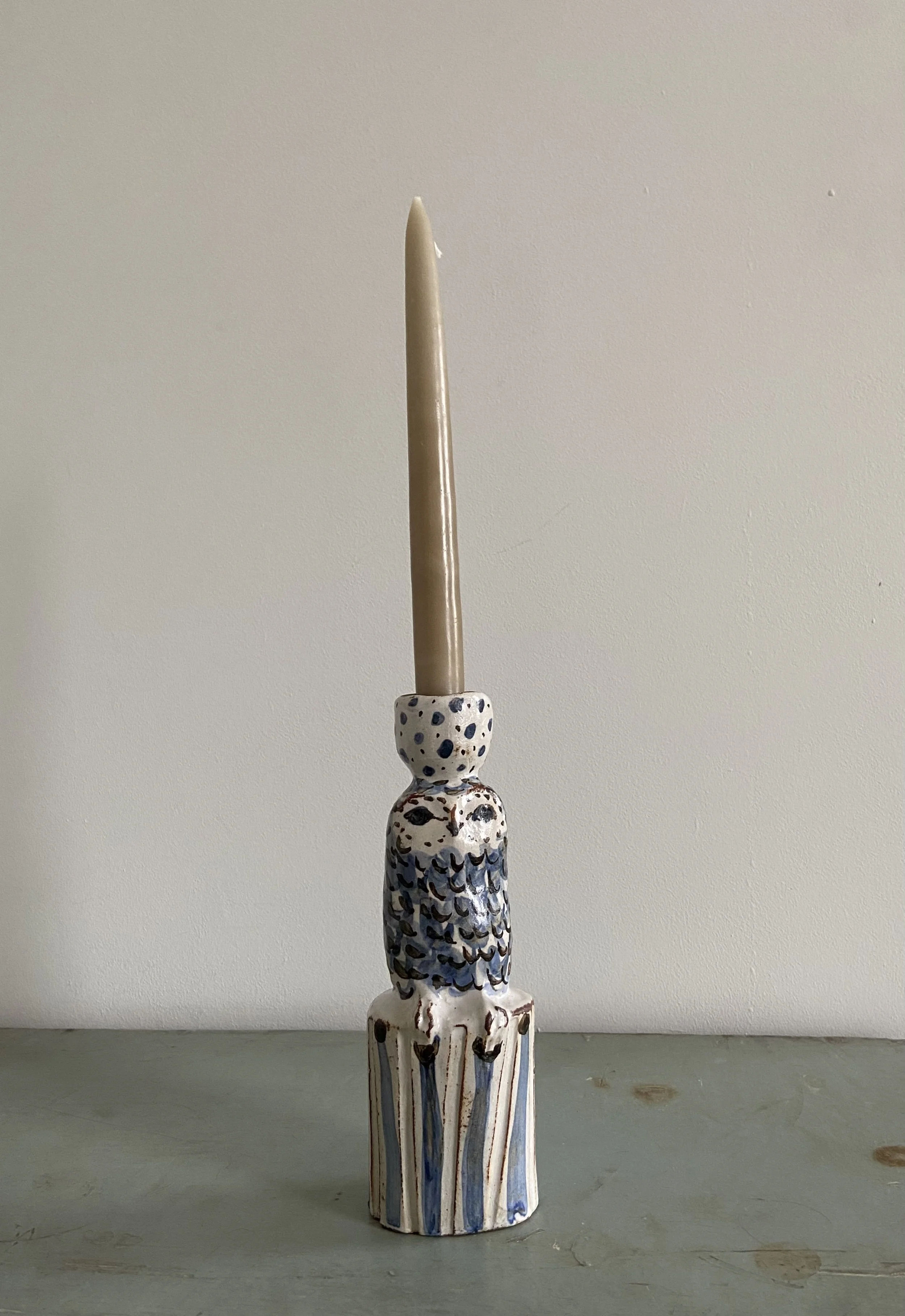 Handmade ceramic owl candleholder by Charlotte Salt