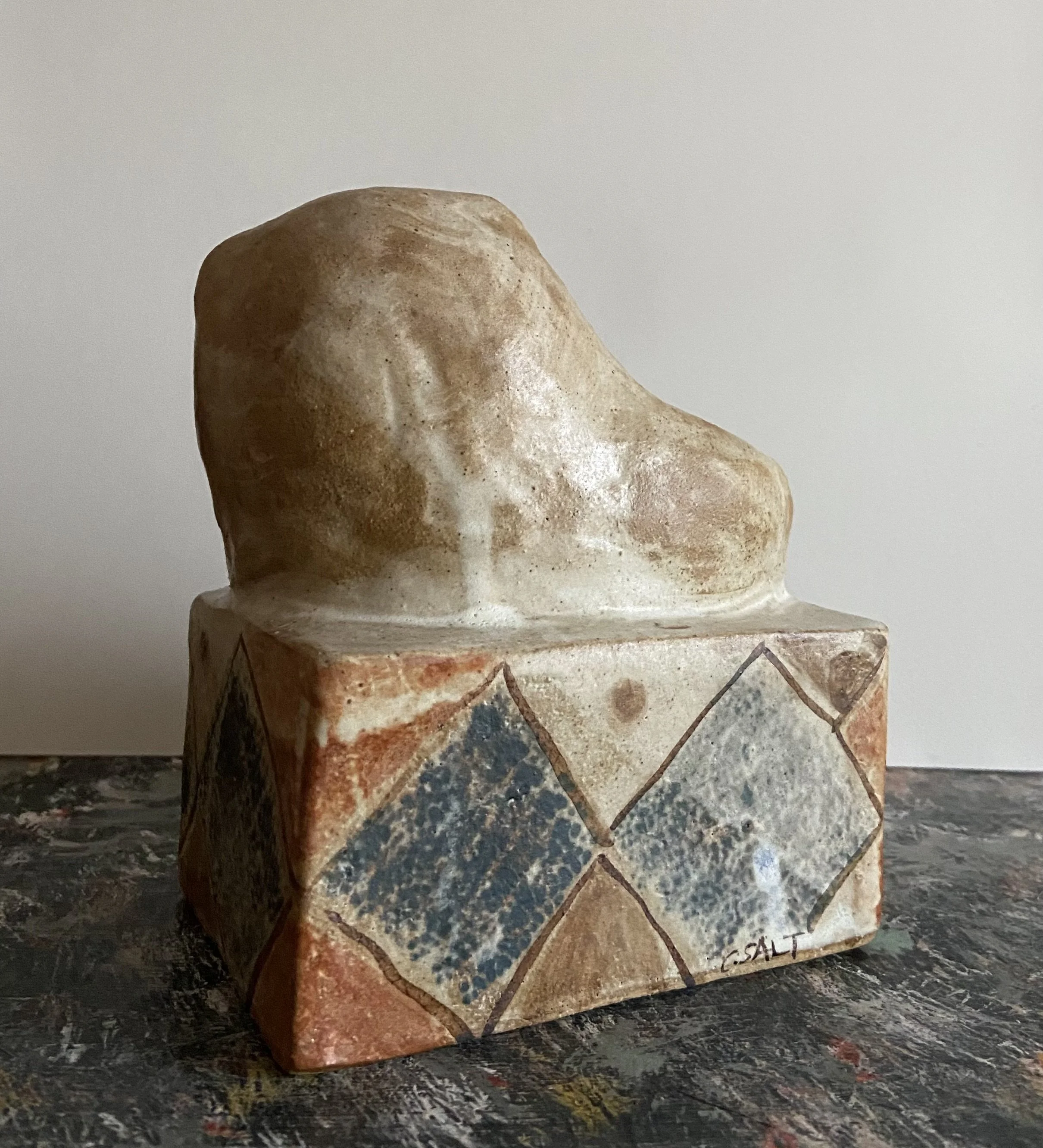 Stoneware lion handmade by Charlotte Salt