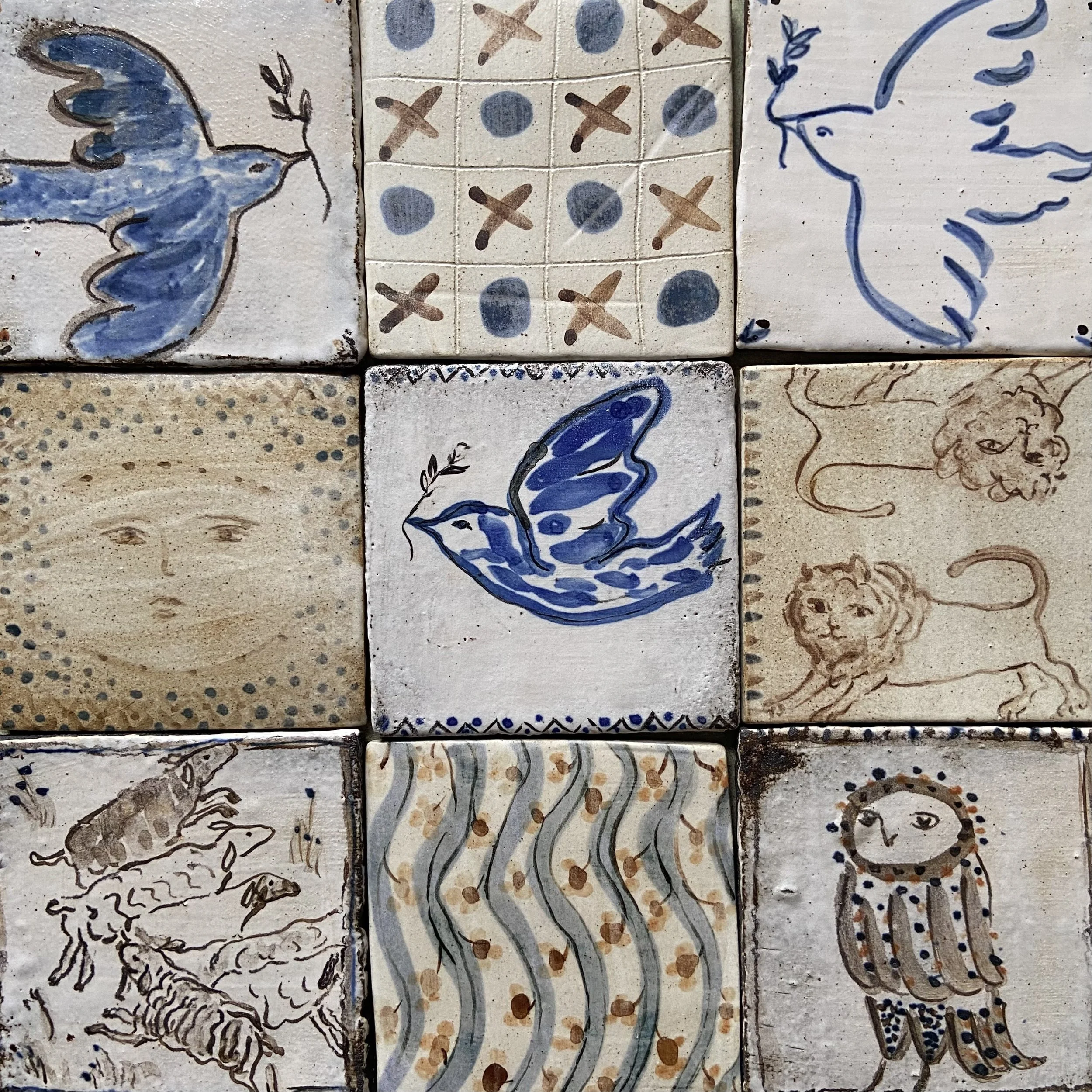 Handmade ceramic tiles by Charlotte Salt