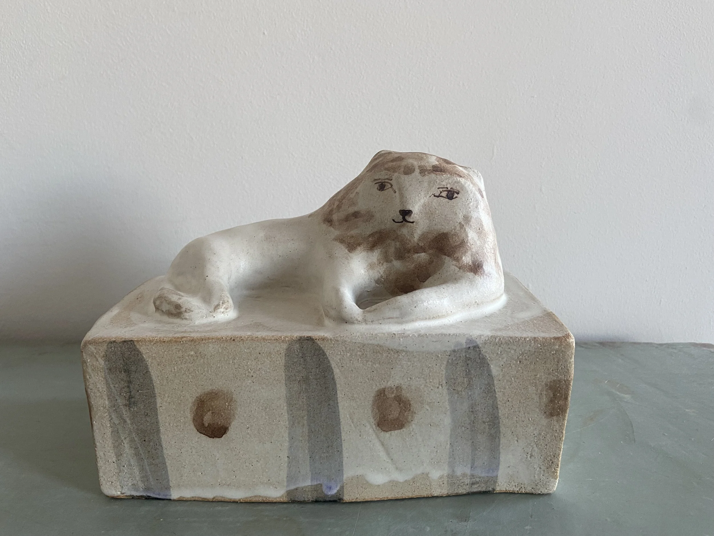 Handmade ceramic lions by Charlotte Salt