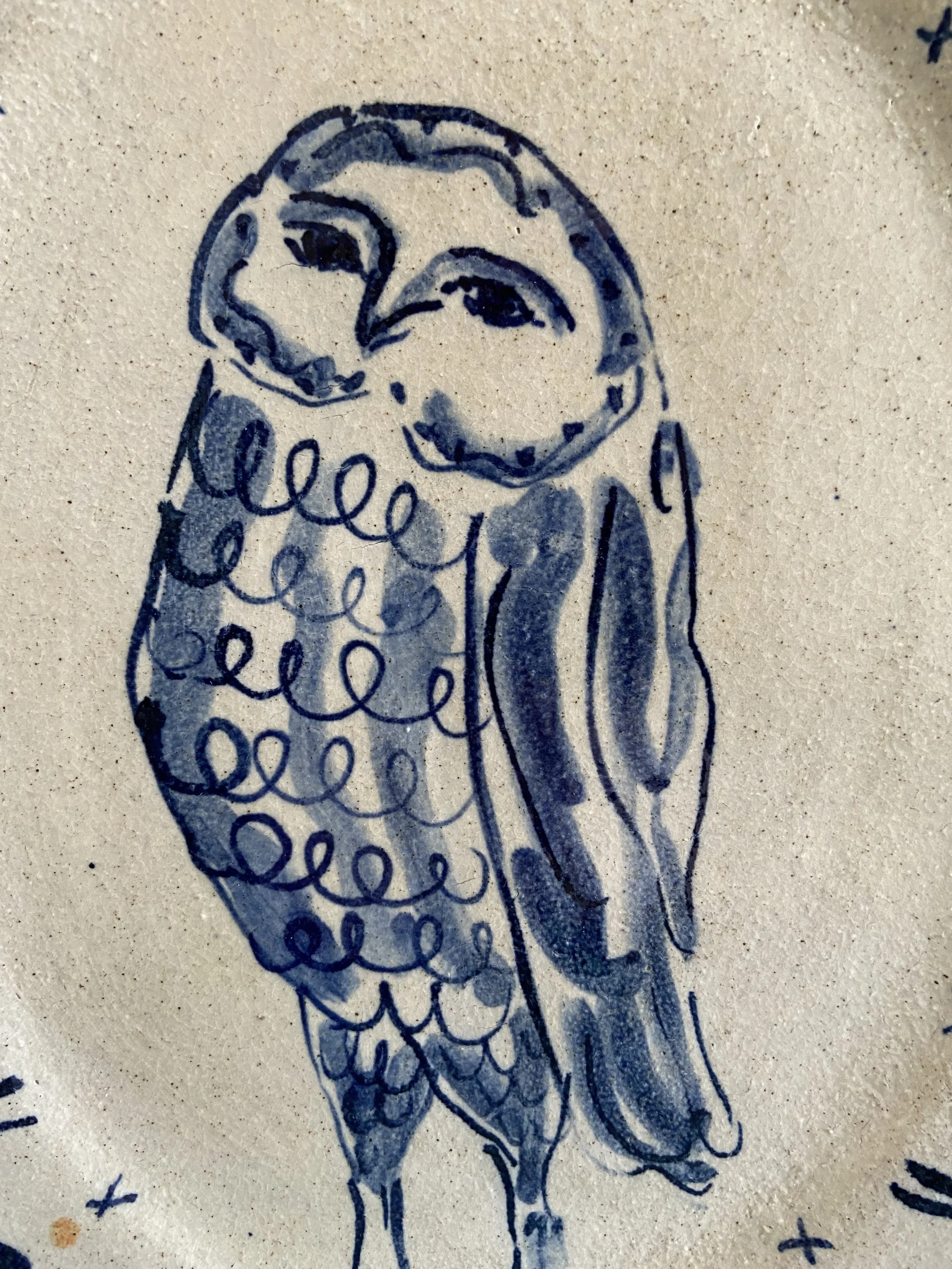 Ceramic owl plate  by Charlotte Salt