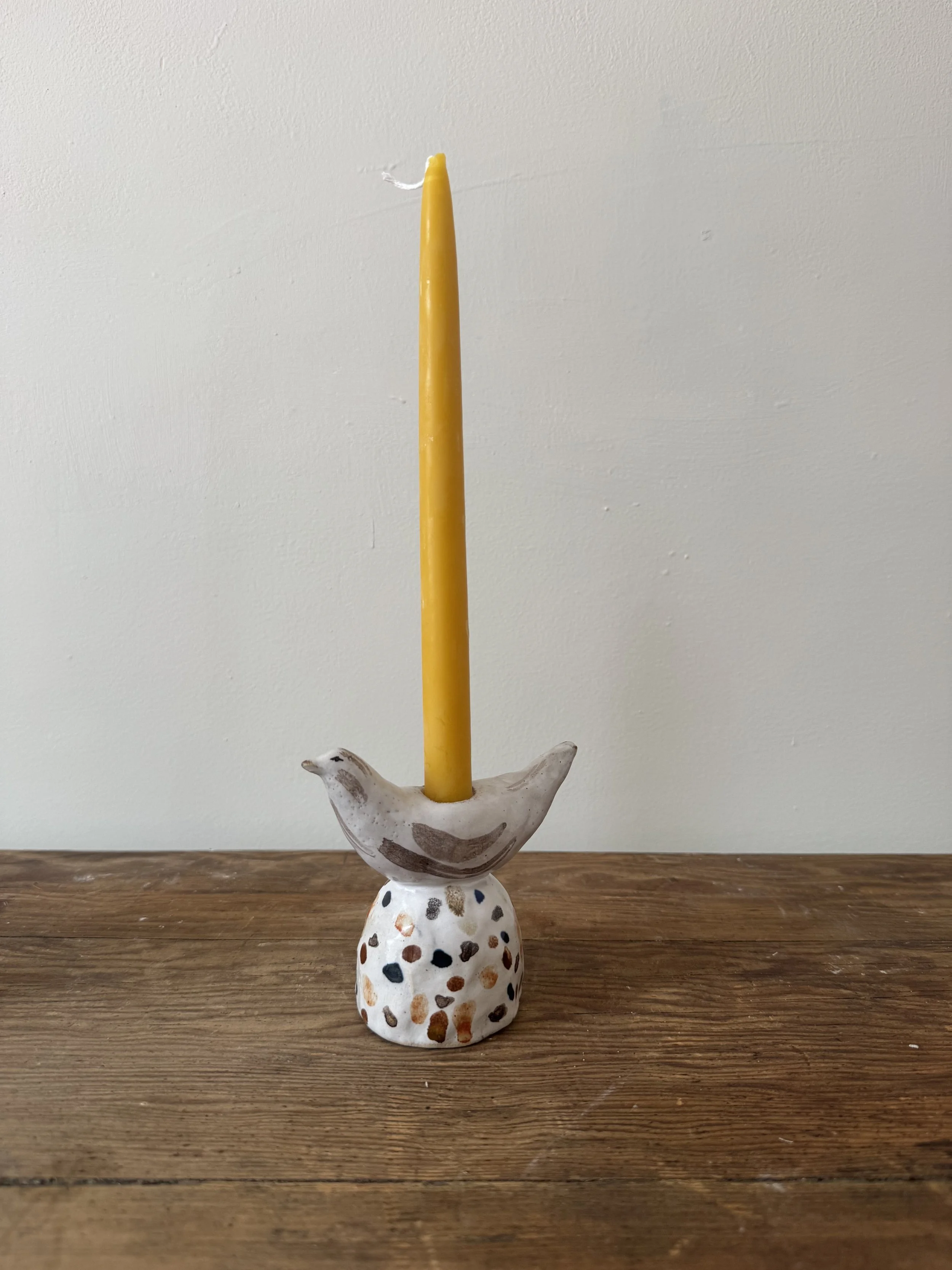 Ceramic bird candleholders by Charlotte Salt