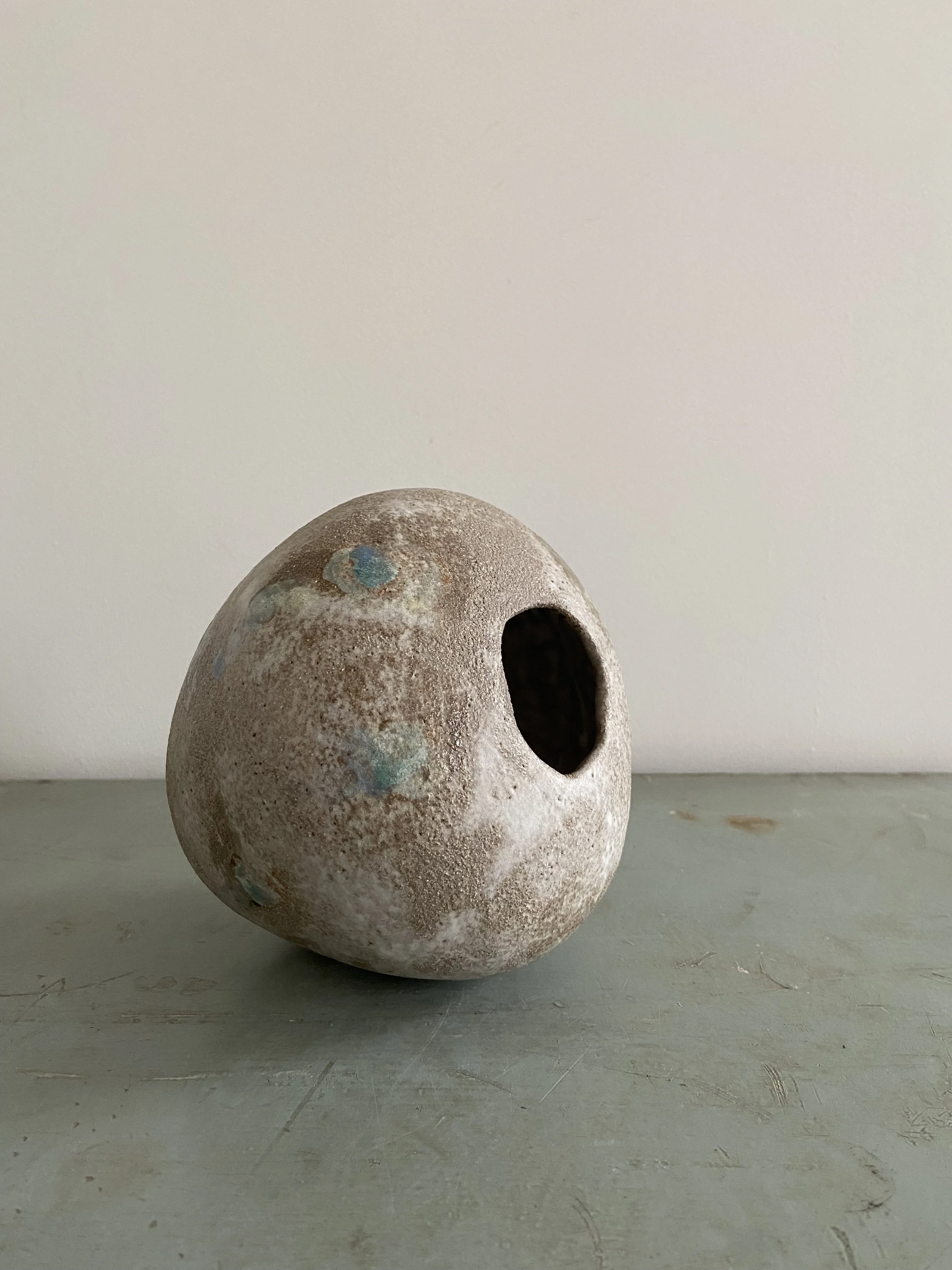 Coil built ceramic Moon Pot by Charlotte Salt