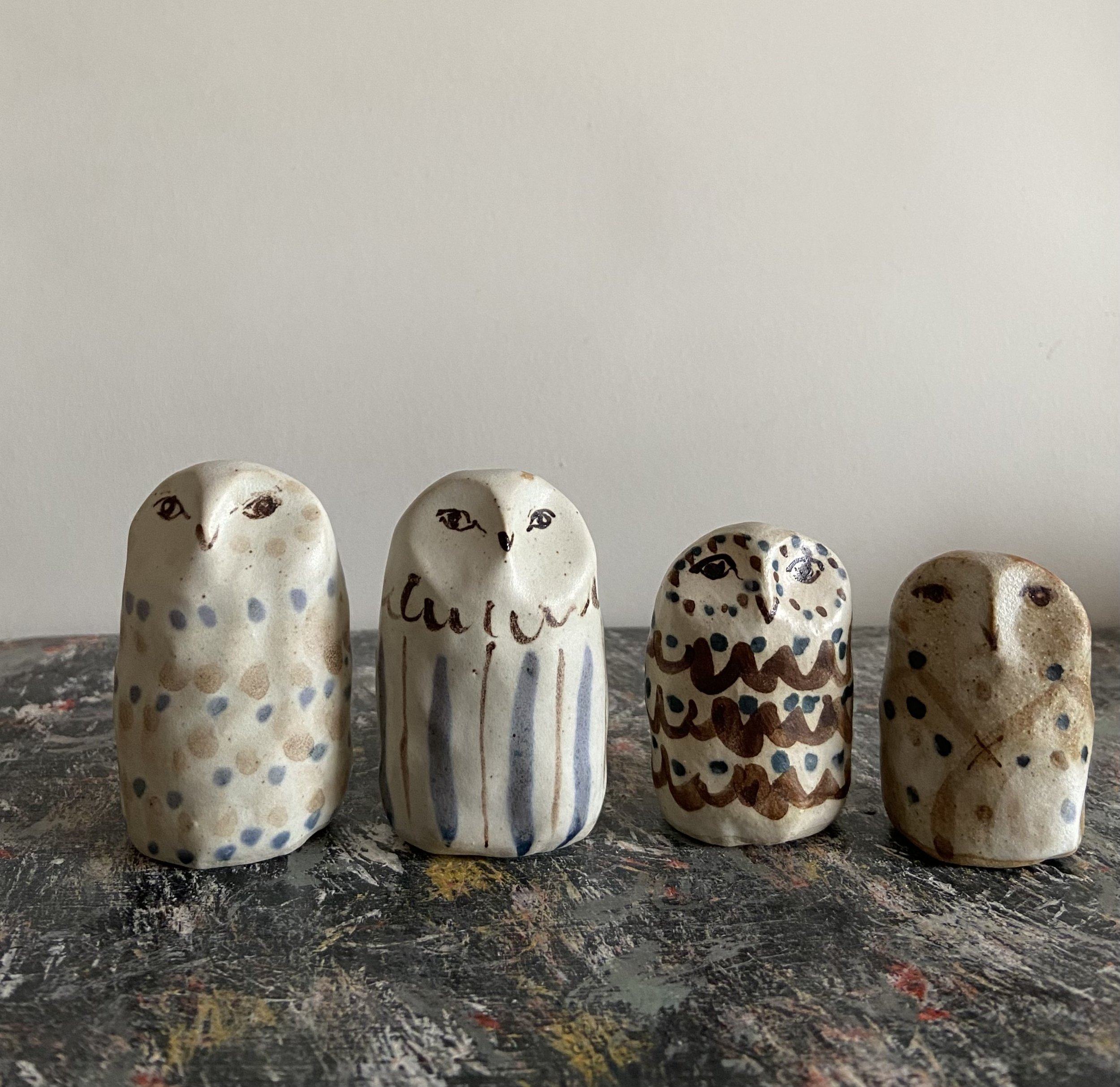 Small Stoneware Owls + Cats Selection