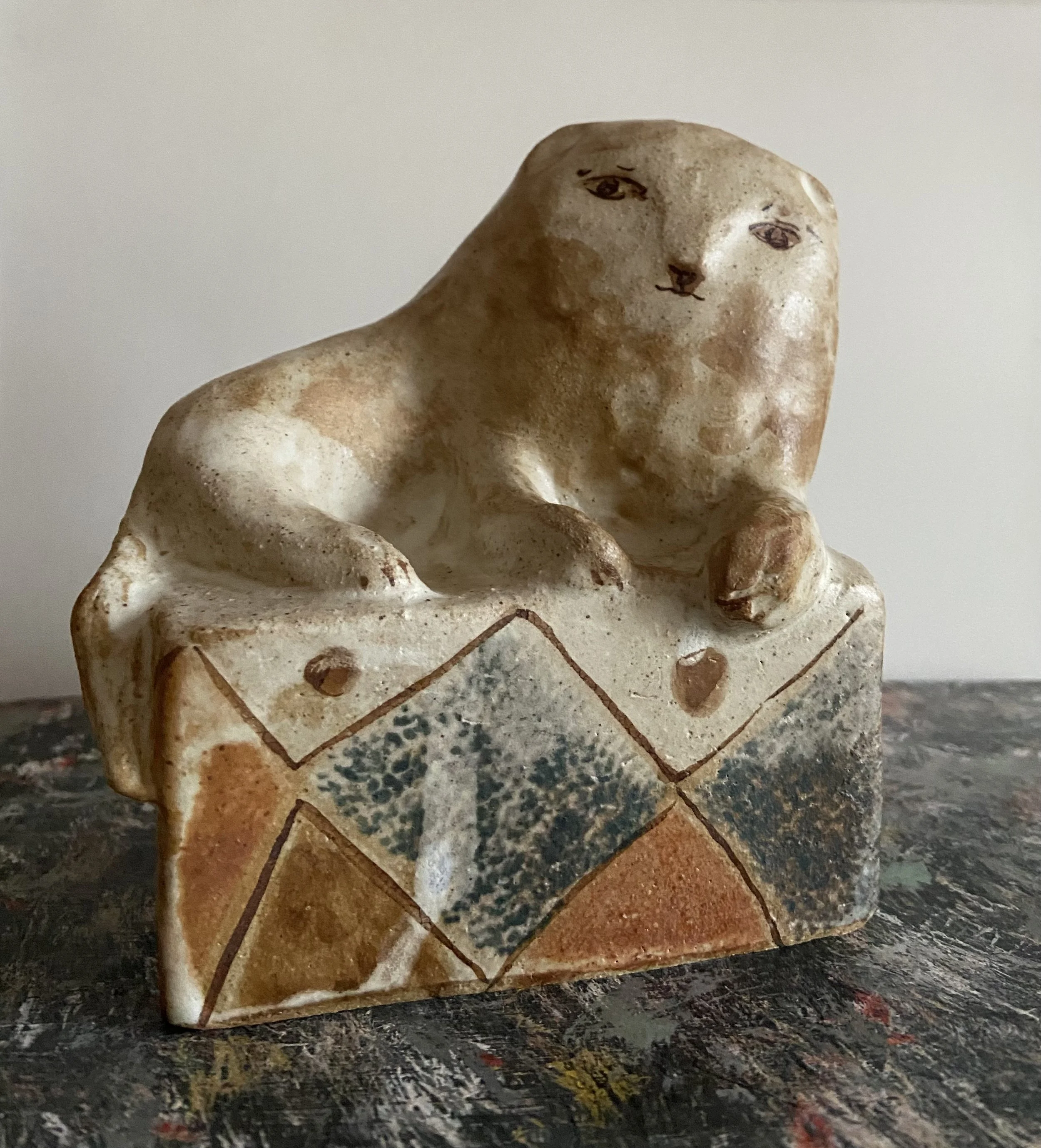 Stoneware lion handmade by Charlotte Salt
