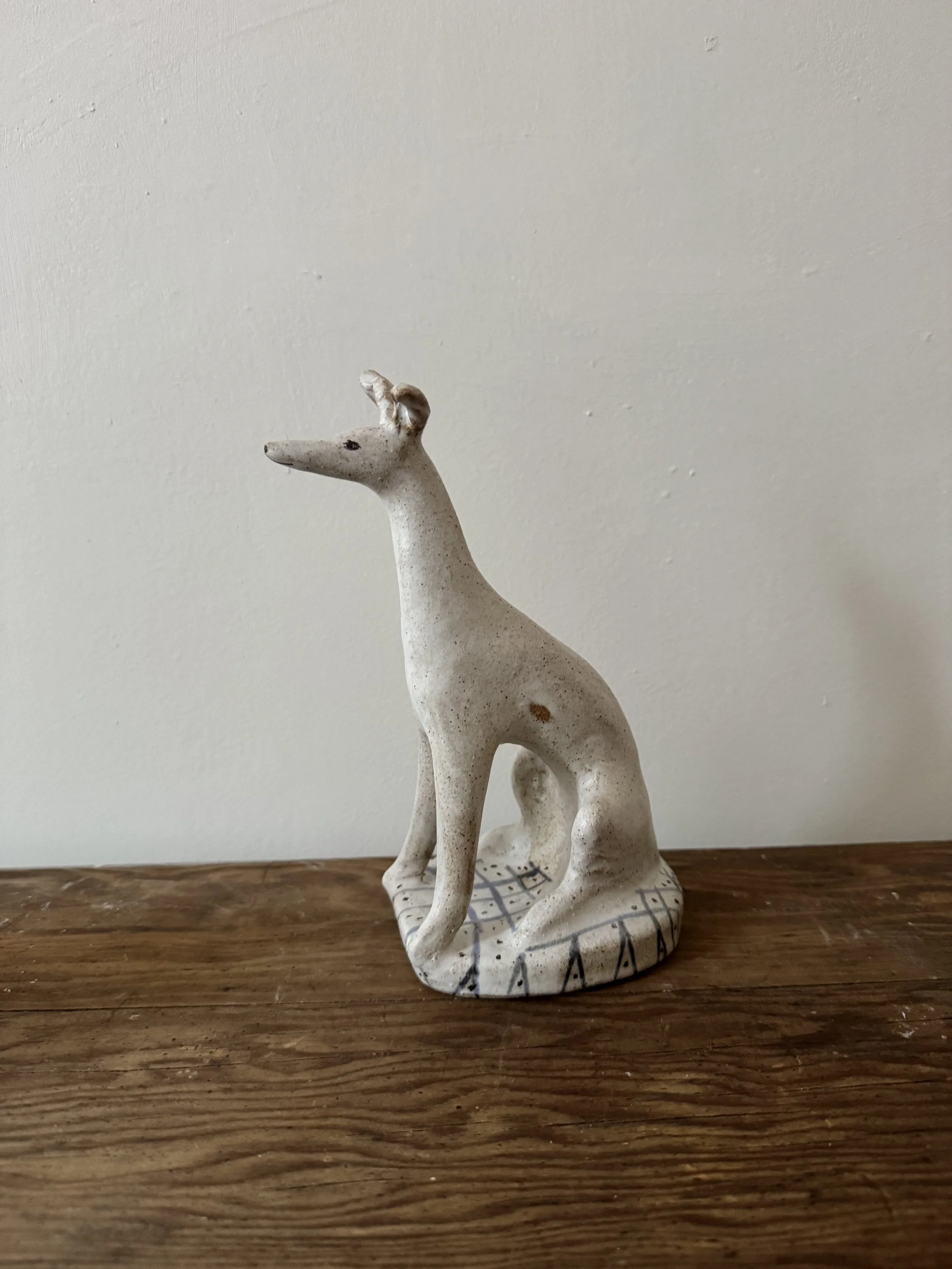 Stoneware hound sculpture by Charlotte Salt