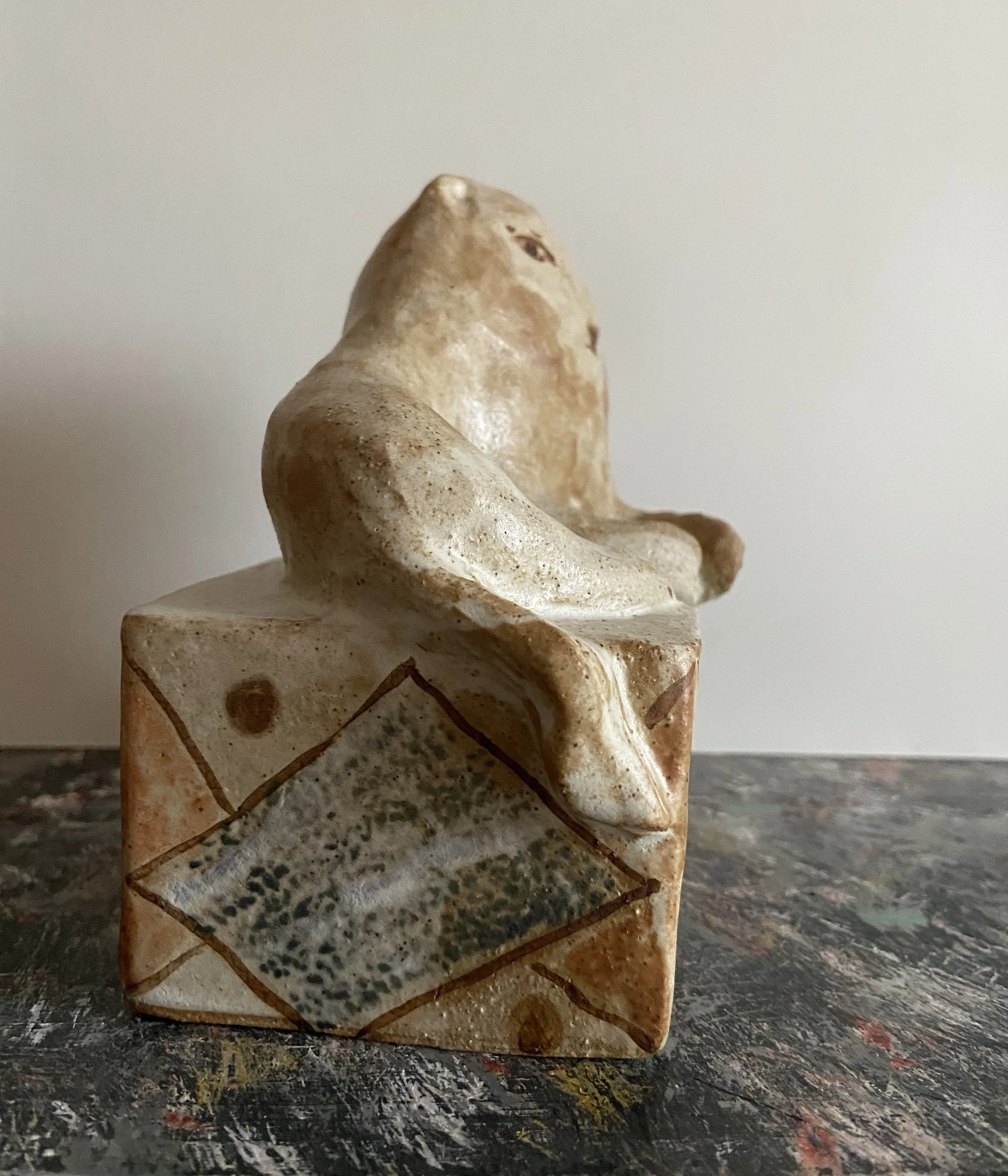 Stoneware lion handmade by Charlotte Salt