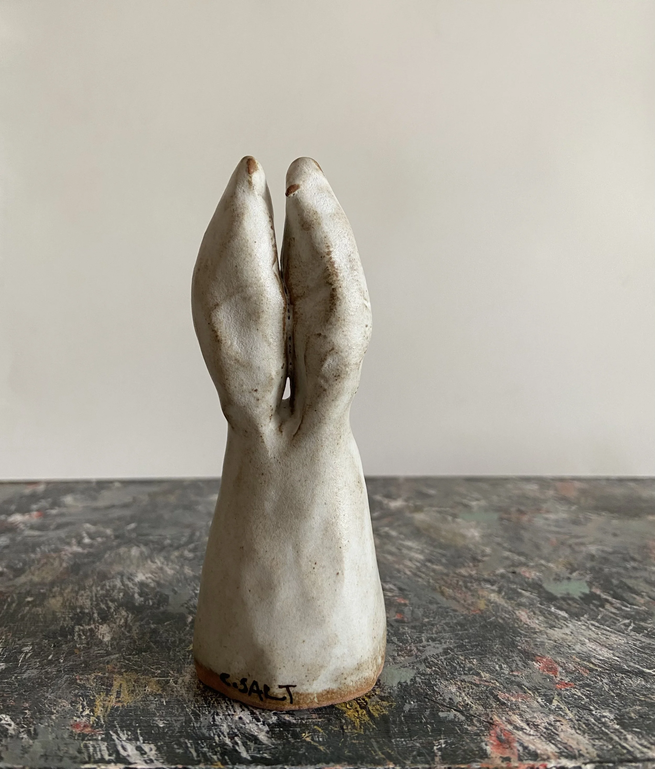 Handmade stoneware rabbits by Charlotte Salt