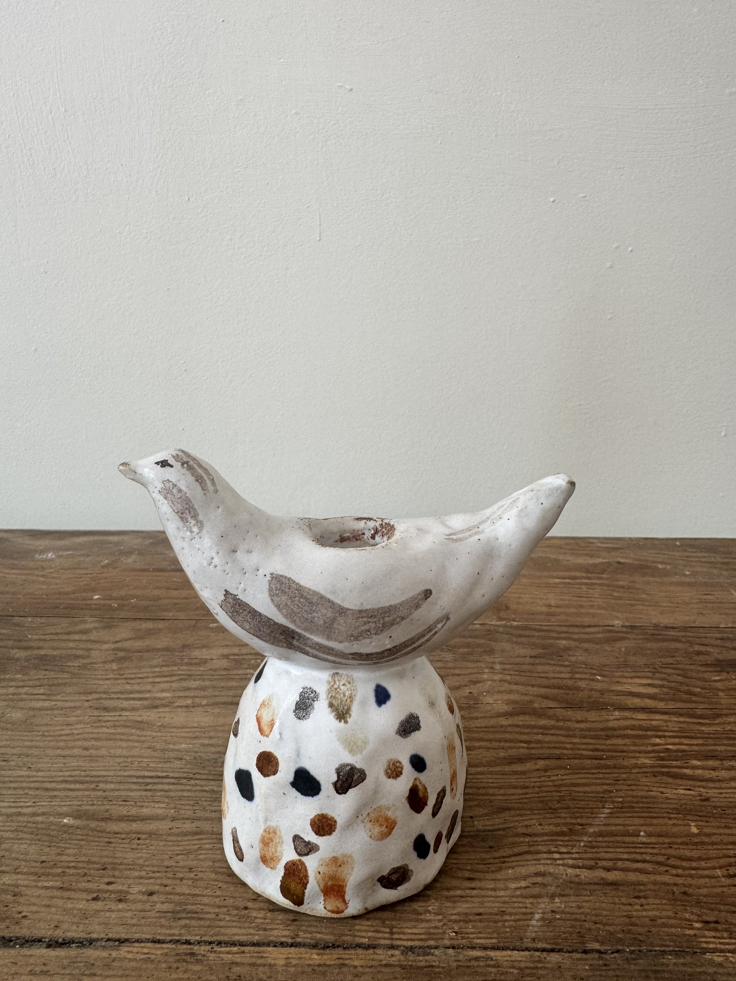 Ceramic bird candleholders by Charlotte Salt