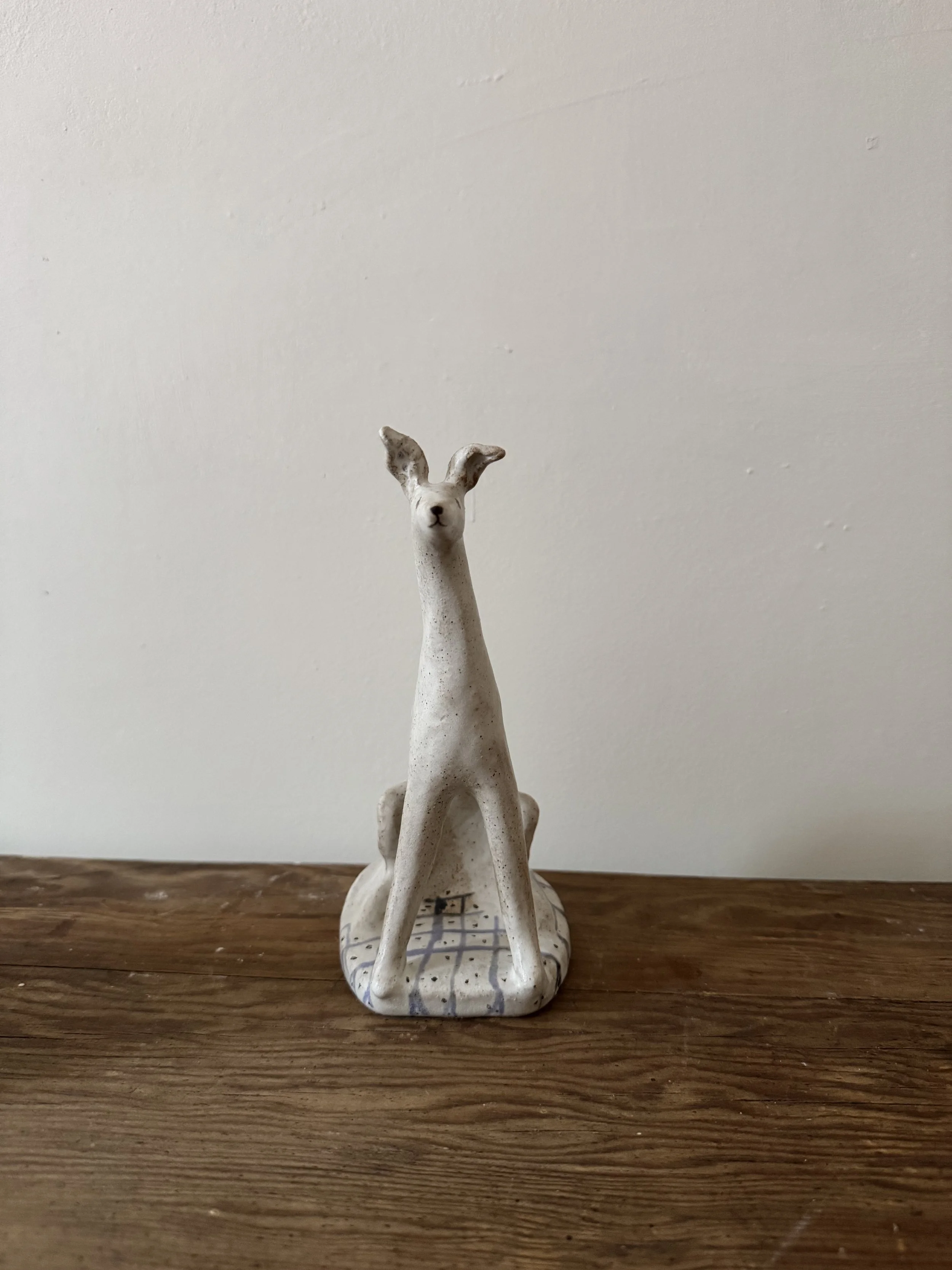 Stoneware hound sculpture by Charlotte Salt