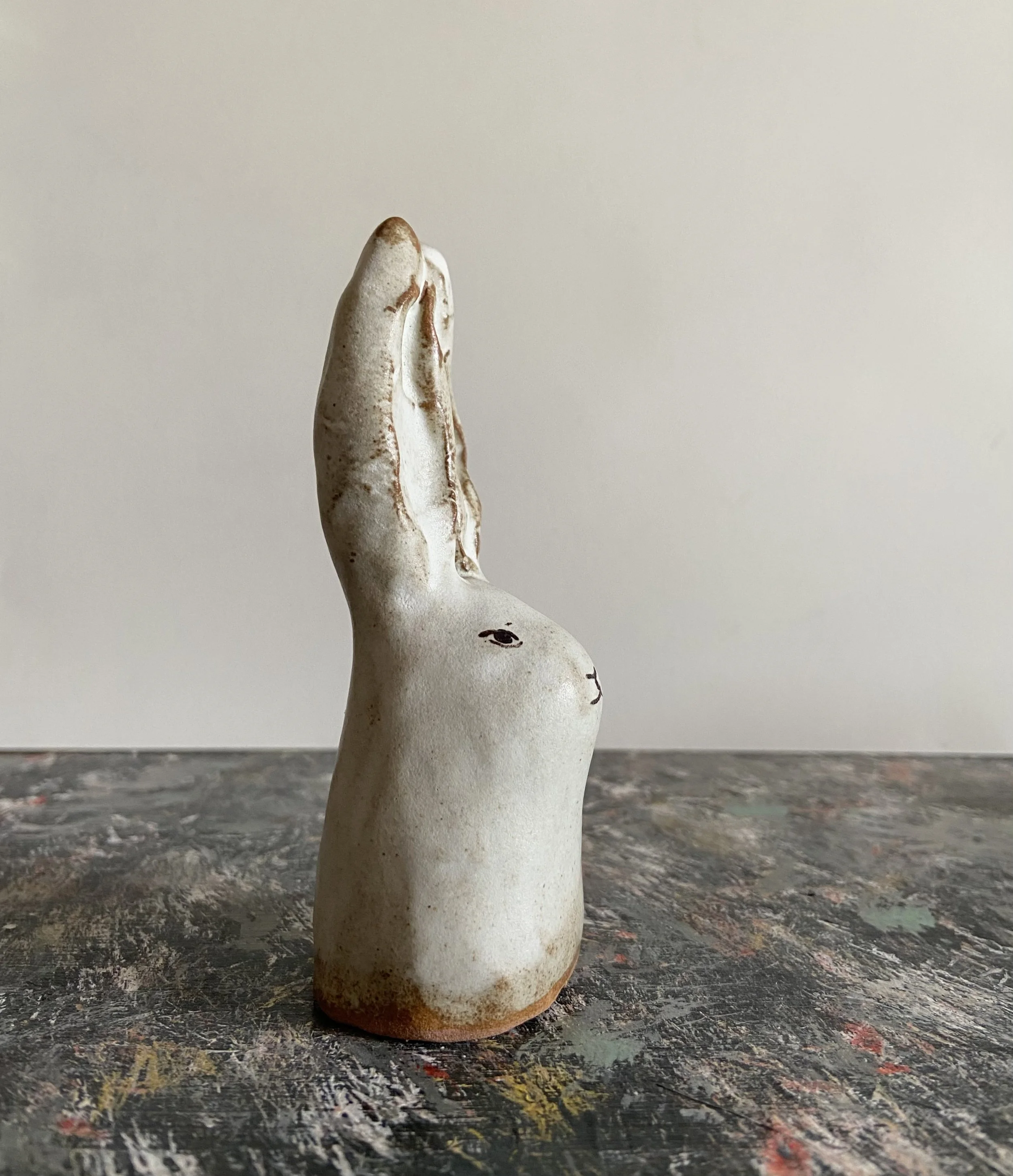 Handmade stoneware rabbits by Charlotte Salt