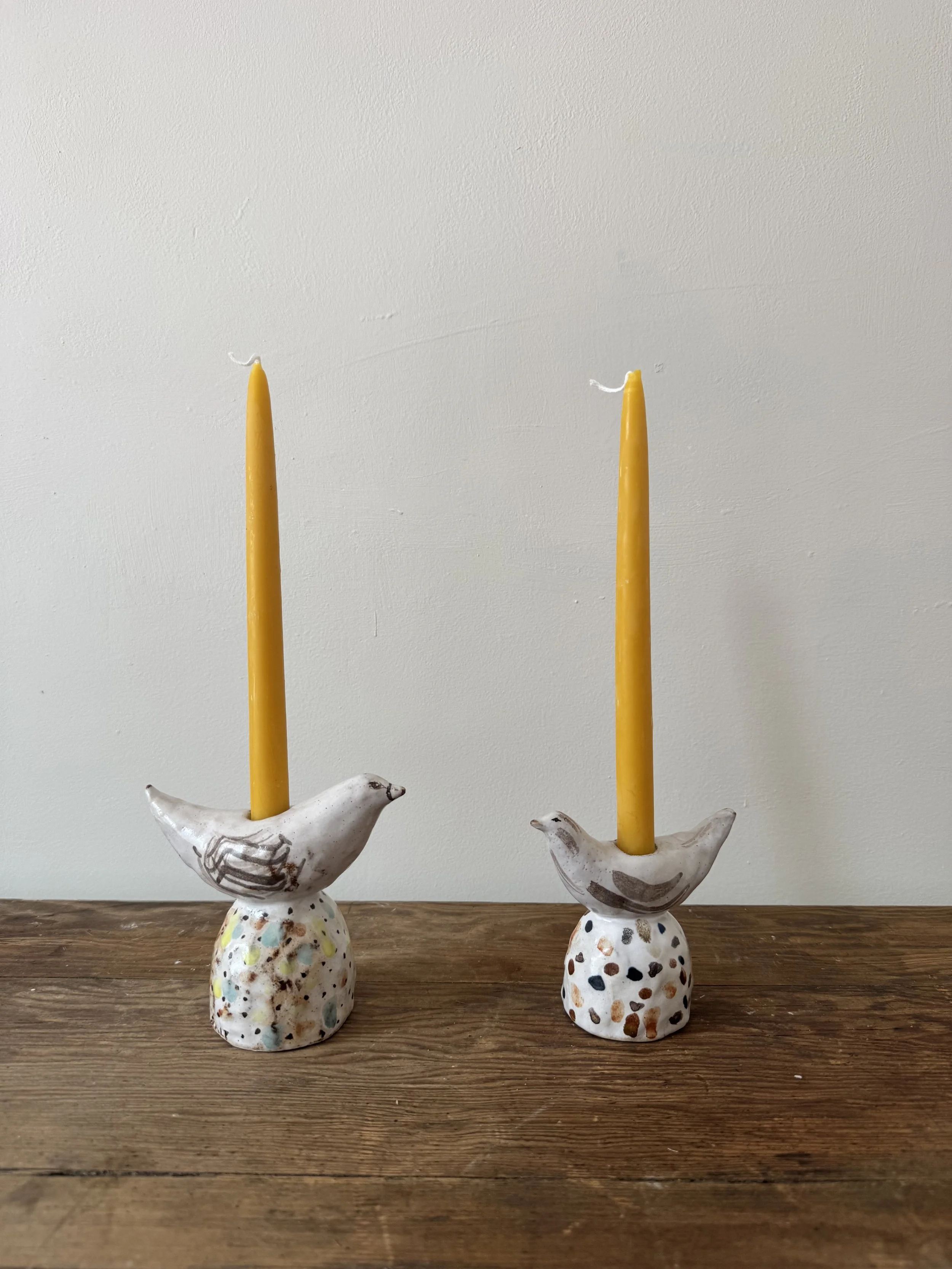 Rustic Folk Bird Candleholders