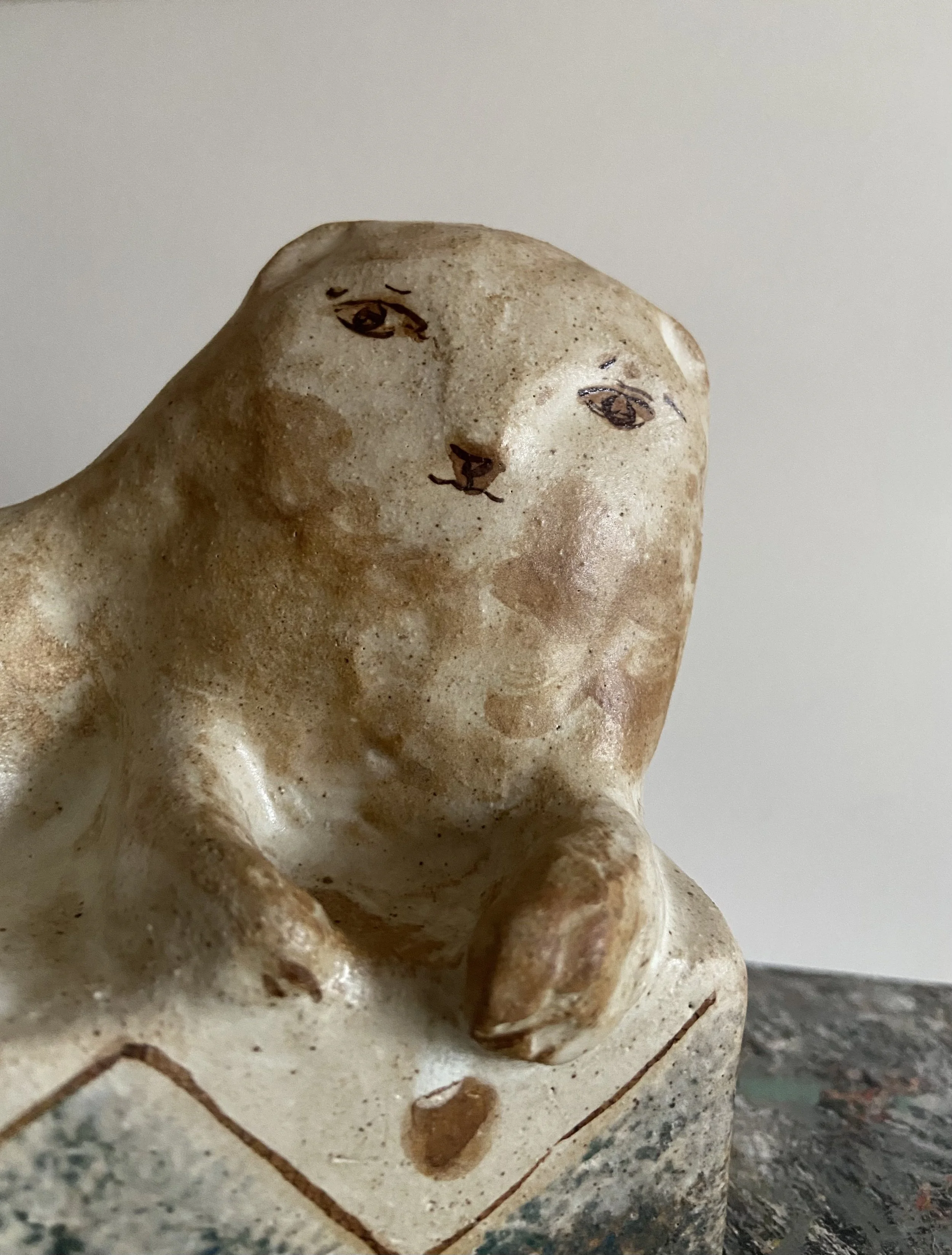 Stoneware lion handmade by Charlotte Salt