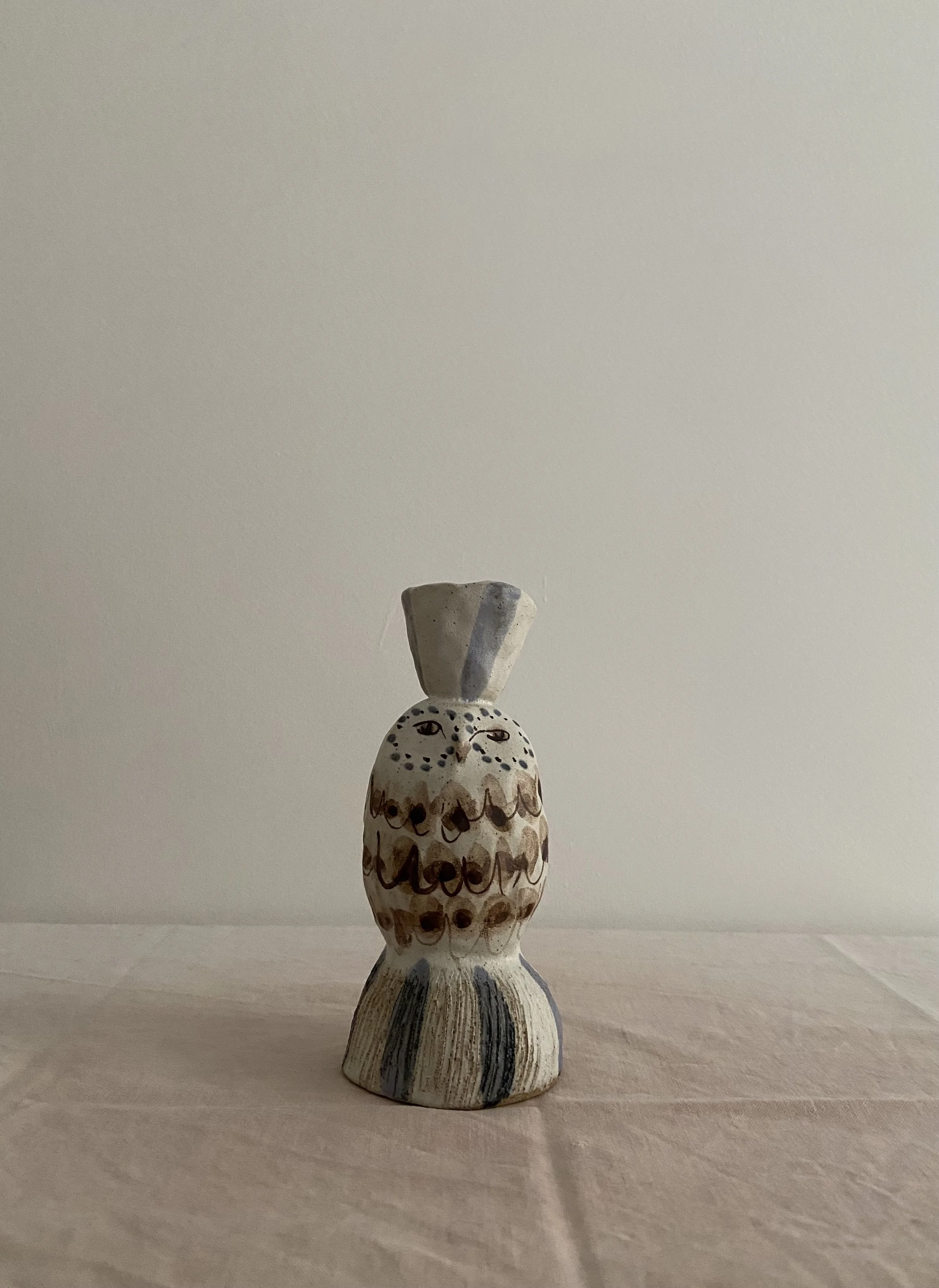 Ceramic owl candleholders by Charlotte Salt