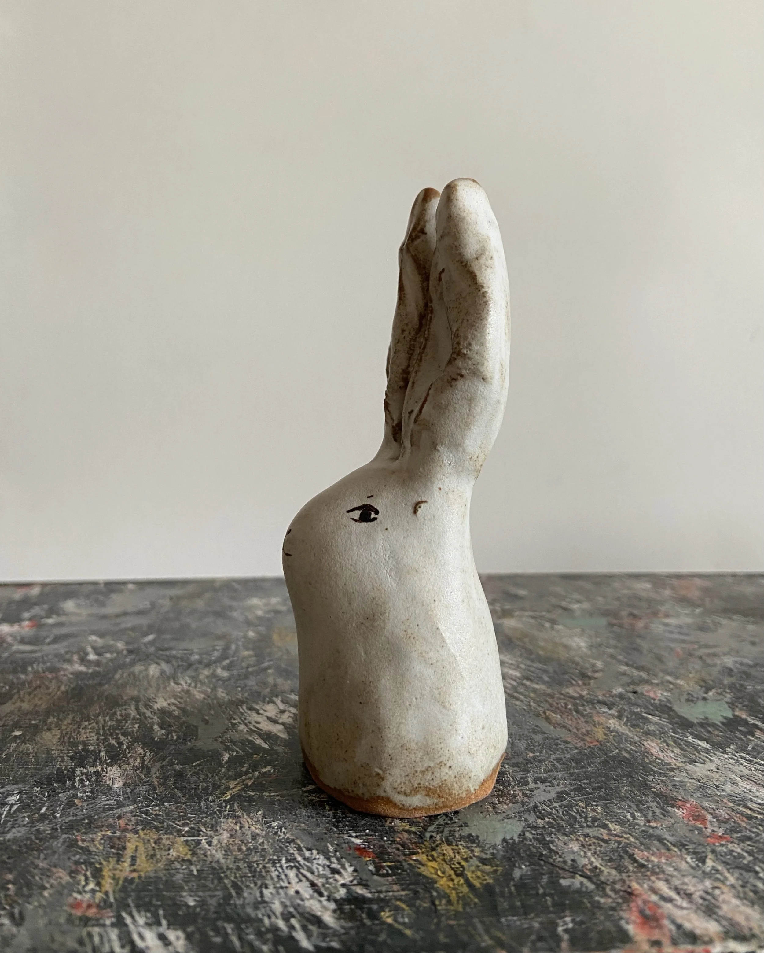Handmade stoneware rabbits by Charlotte Salt