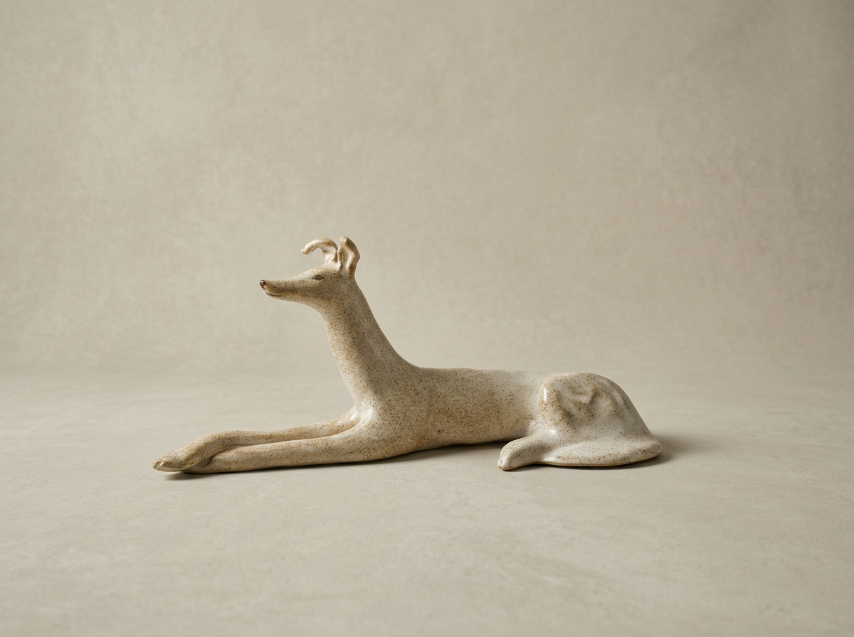 Reclining Stoneware Hound