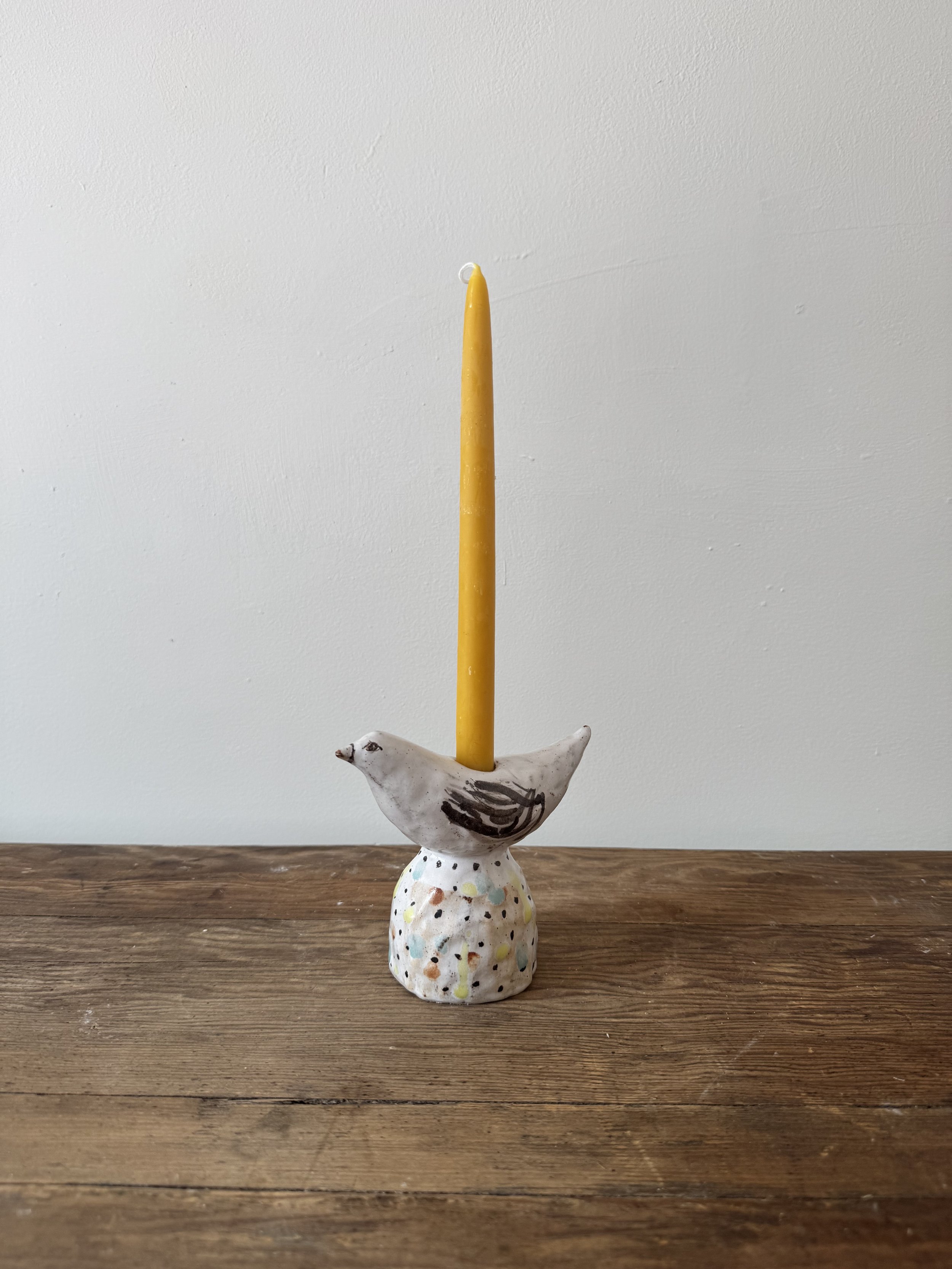 Ceramic bird candleholders by Charlotte Salt