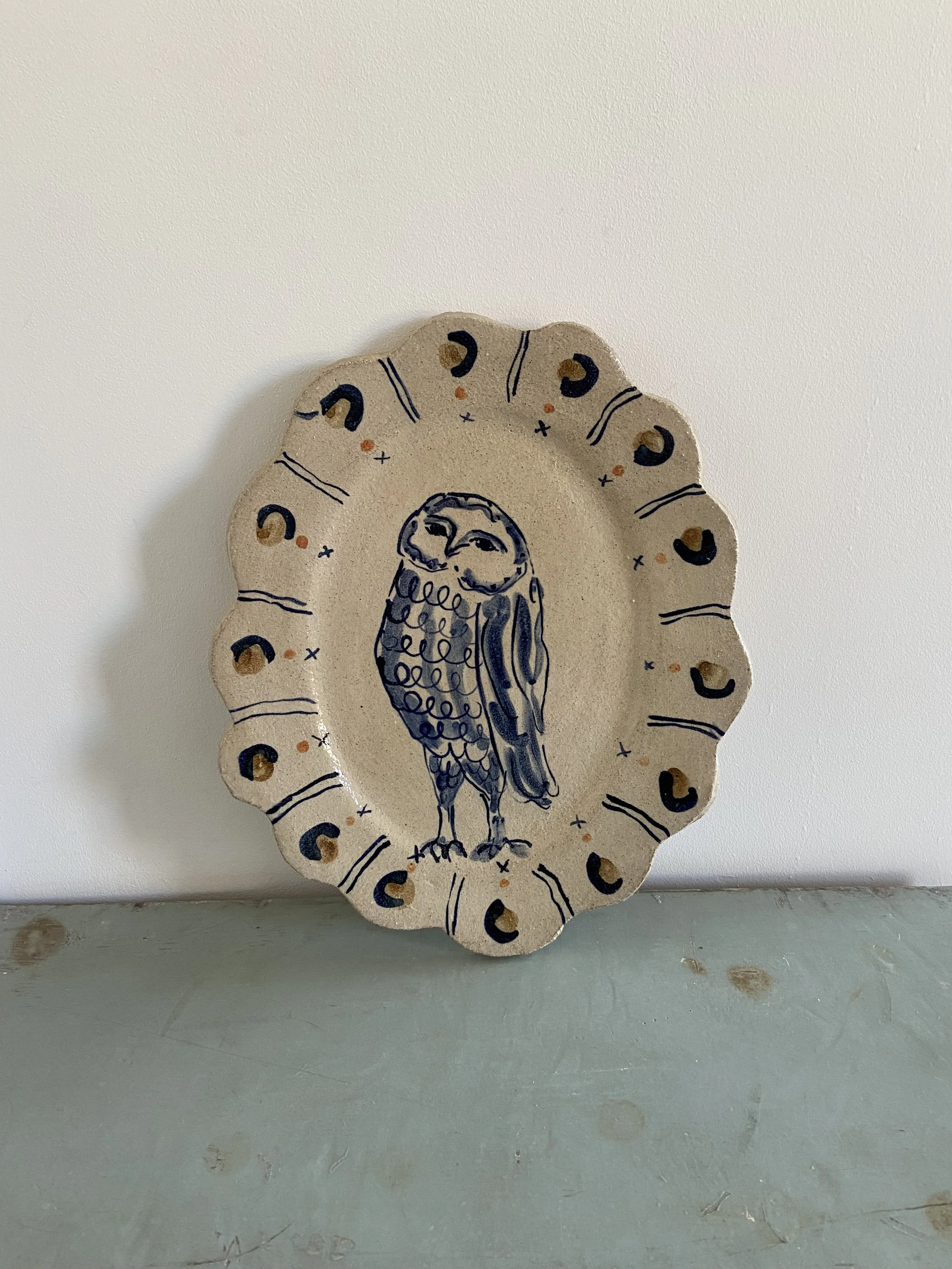 Ceramic owl plate  by Charlotte Salt