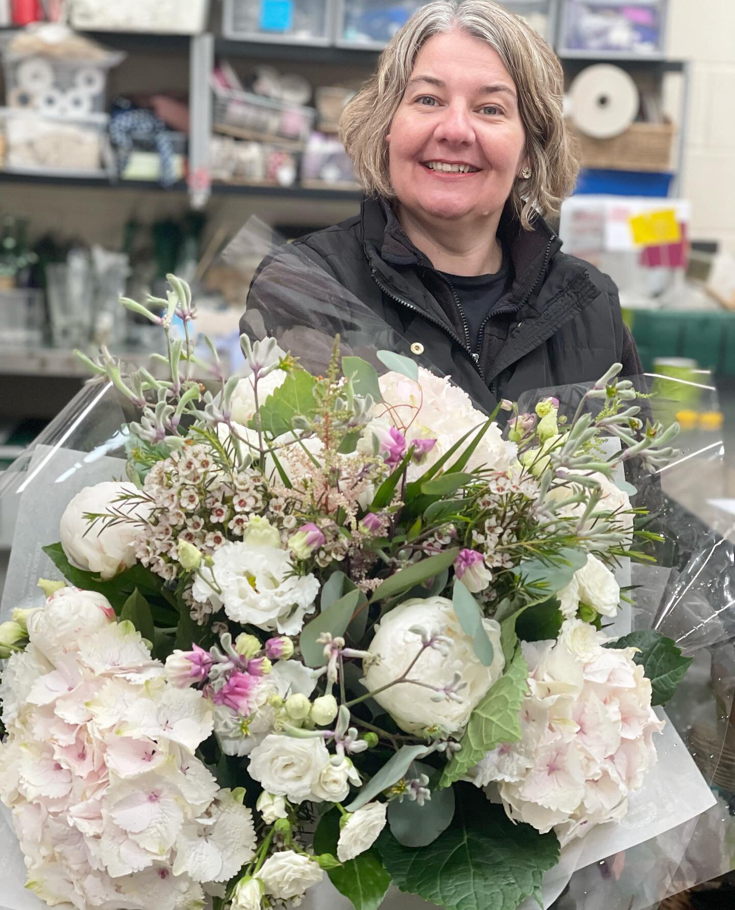 Beautiful Hand Tie heading out today for one of our favourite flower lovers, @katejane18x fresh blush Peonies, Sweet Verena Hydrangeas, Aquilegia, Angiozanthos Silver Pearl, Rose buds, Waxflower and Eucalyptus #fyldecoastflorist #blackpoolflorist #st