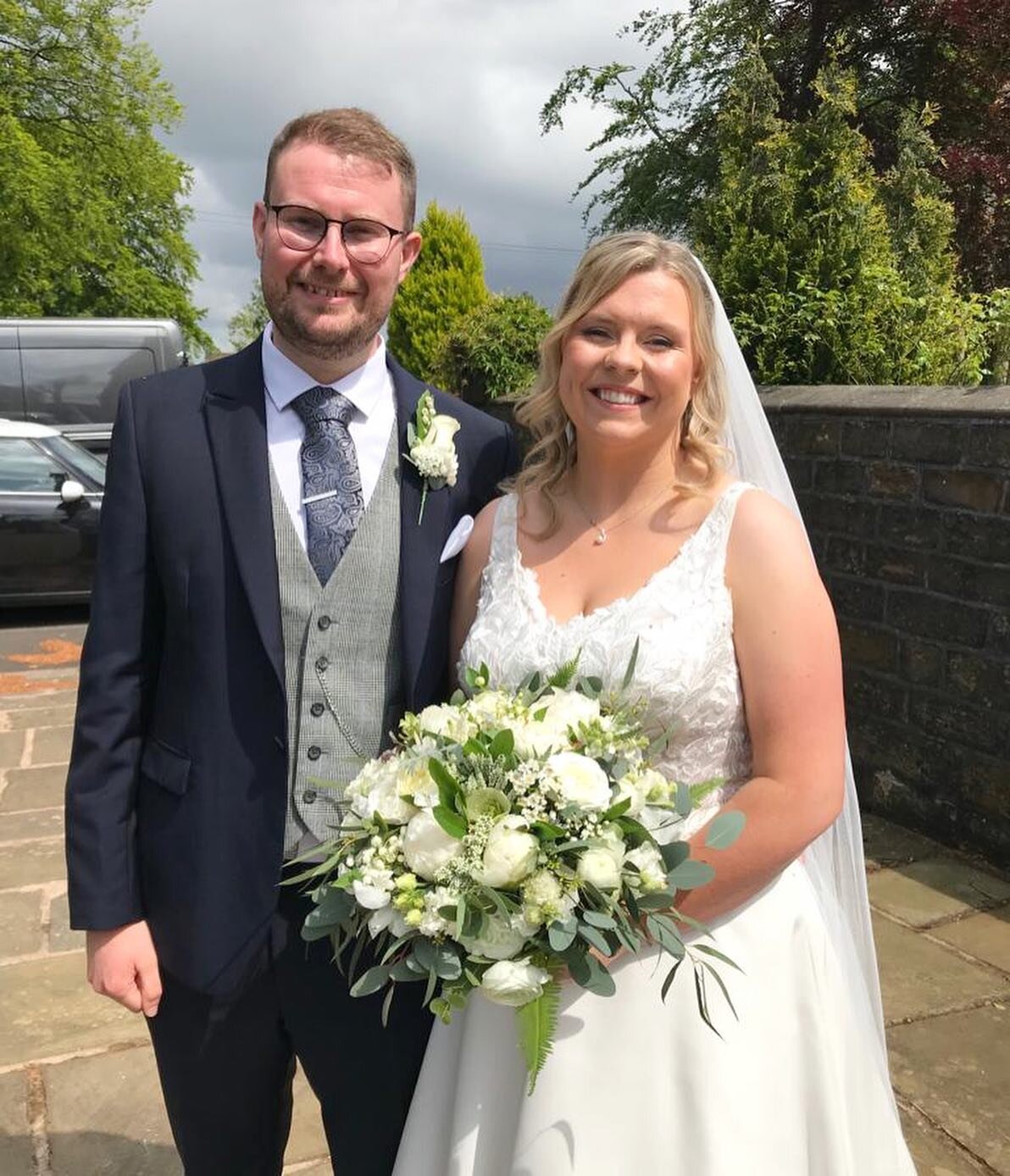 Massive Congratulations to Eleanor &amp; Alex they were married yesterday at St Gregory&rsquo;s Church in Chorley, our beautiful Bride carried a voluptuous bouquet of Lily of the Valley, Peonies, Roses, Ranunculus, Sweet Peas, Veronica, Hellebores an