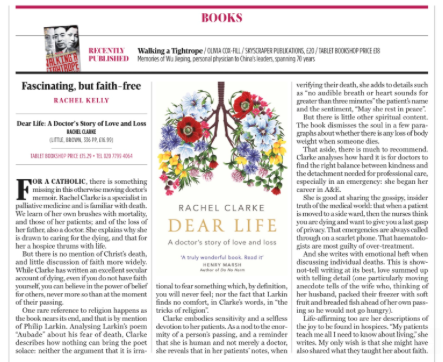 THE TABLET: Book Review, Dear Life: A Doctor’s Story of Love and Loss by Rachel Clarke