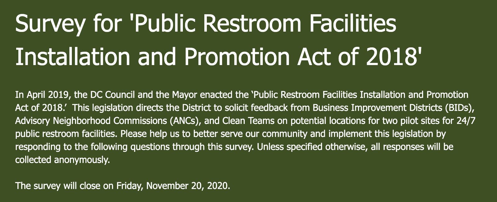 Participate in the Public Restroom Survey