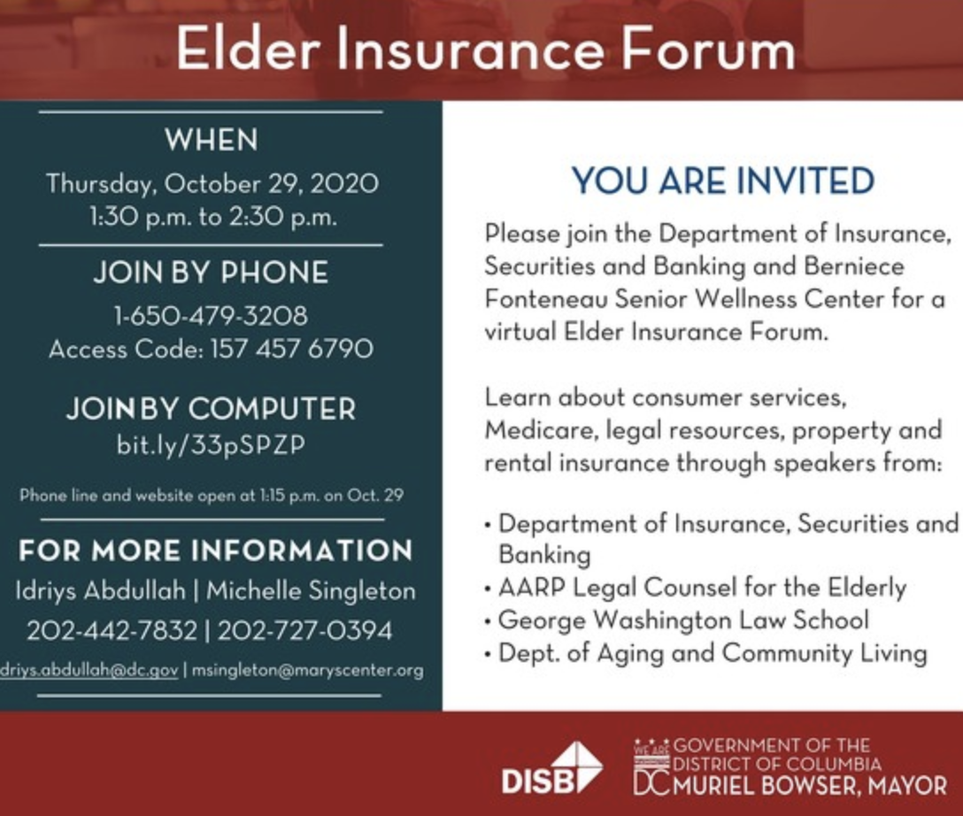 Elder Insurance Forum on October 29th (free!)