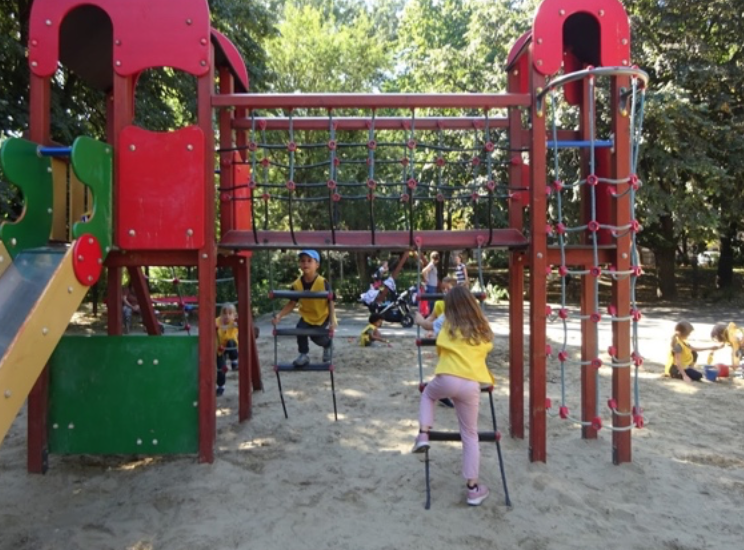 Children Climbing at Local Playground