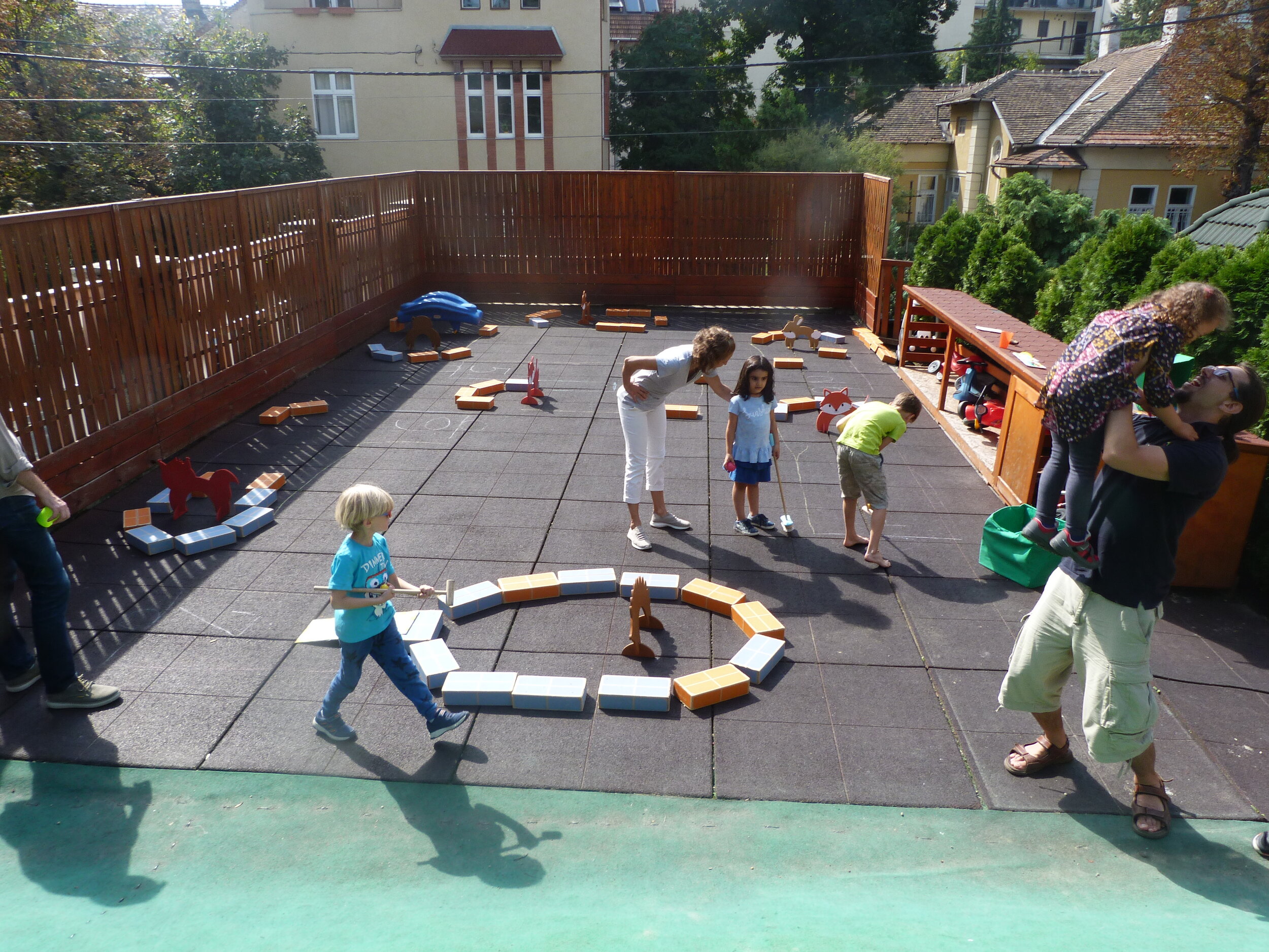 Children Playing Mini Golf on the Bike Area