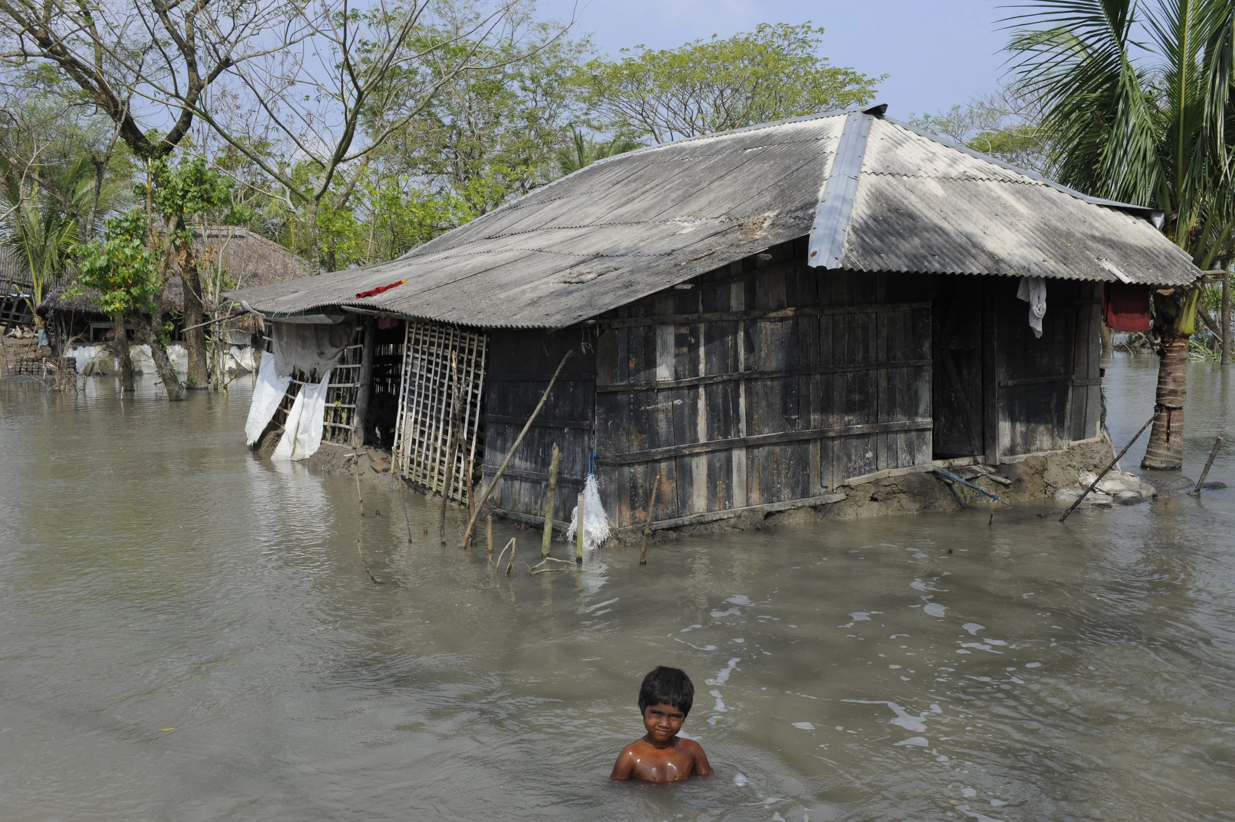 Moyna's flooded home in Bangladesh