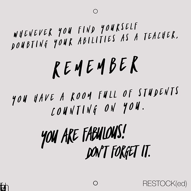 Just a mid-week pep talk for all of you teachers out there in the thick of the first FULL week of school. You guys are rockstars. For real. 👊🏼 Remember:
1. You are fabulous.
2. Those kids look up to you.
3. Friday is just around the corner!
&bull;
