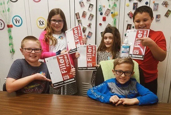 It's been a little quiet around here lately, but that does not mean that we have not been working in the background to continue to serve our teachers.
.
Just last week, we made our very first supply drop to Mrs. Wingfield's First Grade classroom. We 
