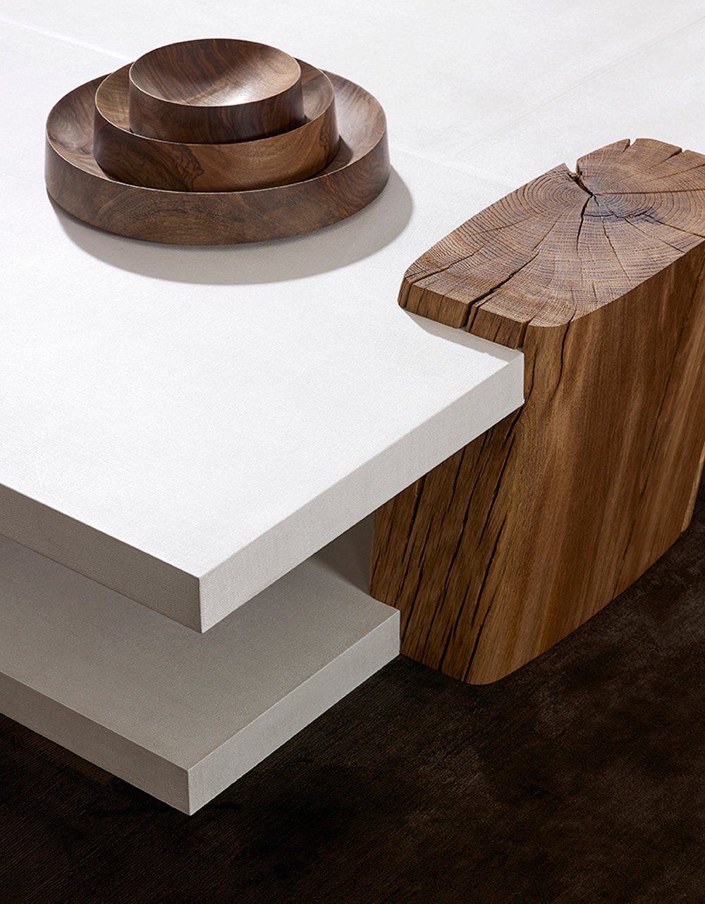 European walnut nesting bowls turned oiled and waxed origin of the wood Le périgord Noir, France. Desmond Corcoran & Christian Liaigre