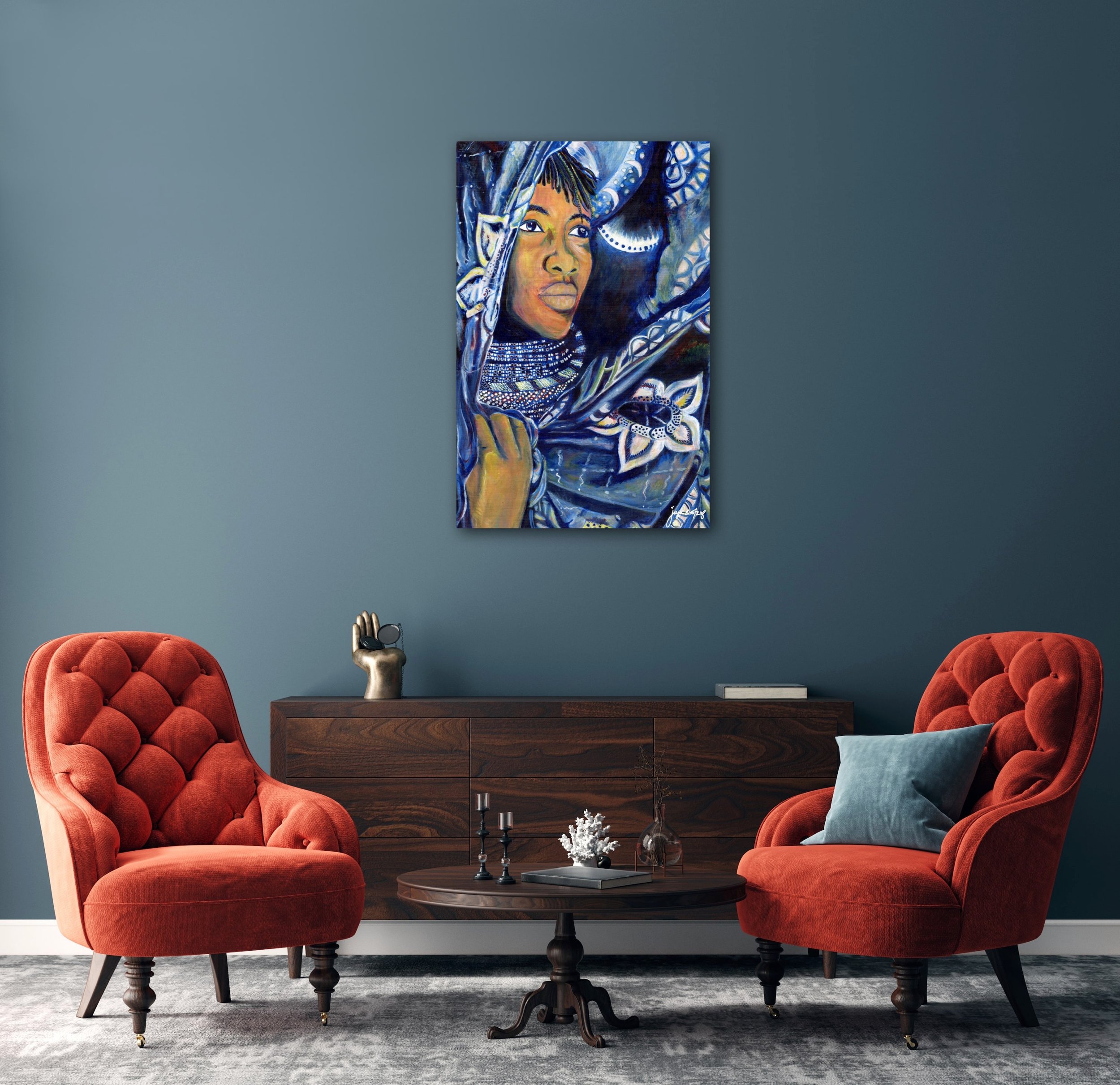 “In Her Lightness” 13” x 20”. An original acrylic painting on canvas paper. 2019.