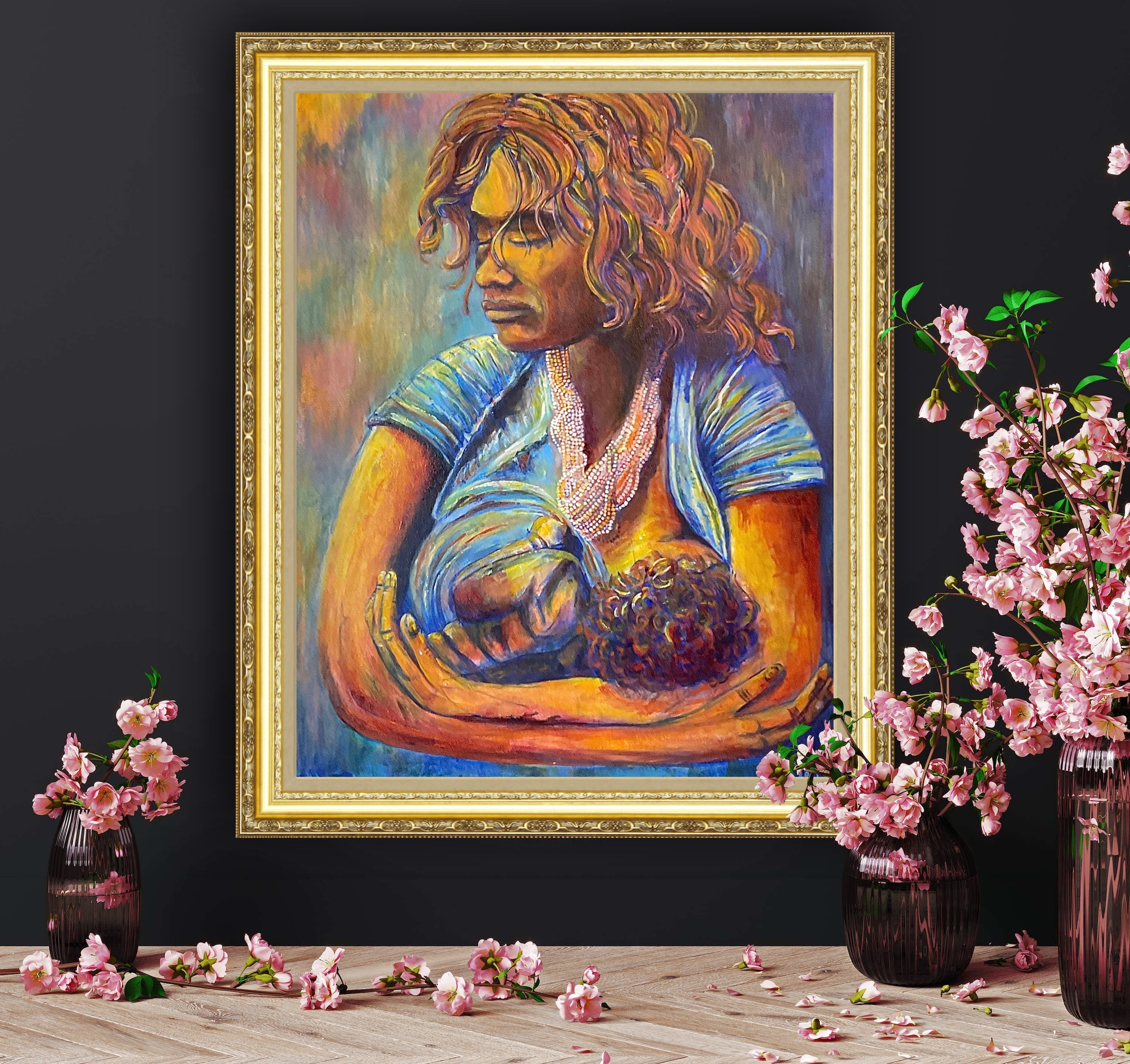“In Her Light” 16” x20”. An original acrylic painting on heavy weight canvas. 2021.