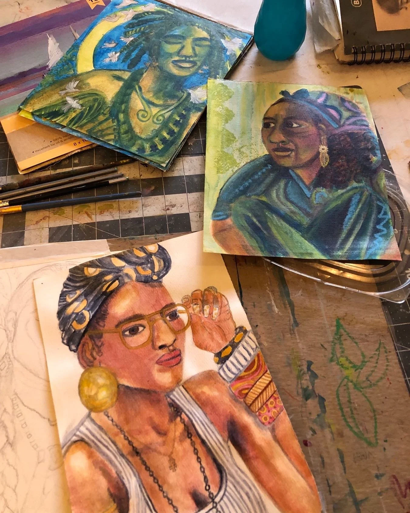 On deck &hellip; after a long and fun preparing for market production week I&rsquo;m back in my studio &hellip; working on watercolors and mixed media paintings.. still putting in my 10,000 hours .. humble and growing and devoted alwayz . 

#artstudi