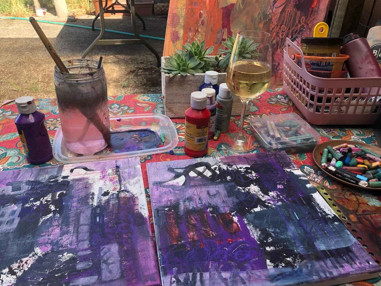 These days lately .. breathing, praying and painting .. I&rsquo;m a long time multitasker .. weaving pain into paint, finding love inside a photograph.. 

These two abstract paintings 10 x 10 &hellip;  are in progress .. I have reached an impasse as 