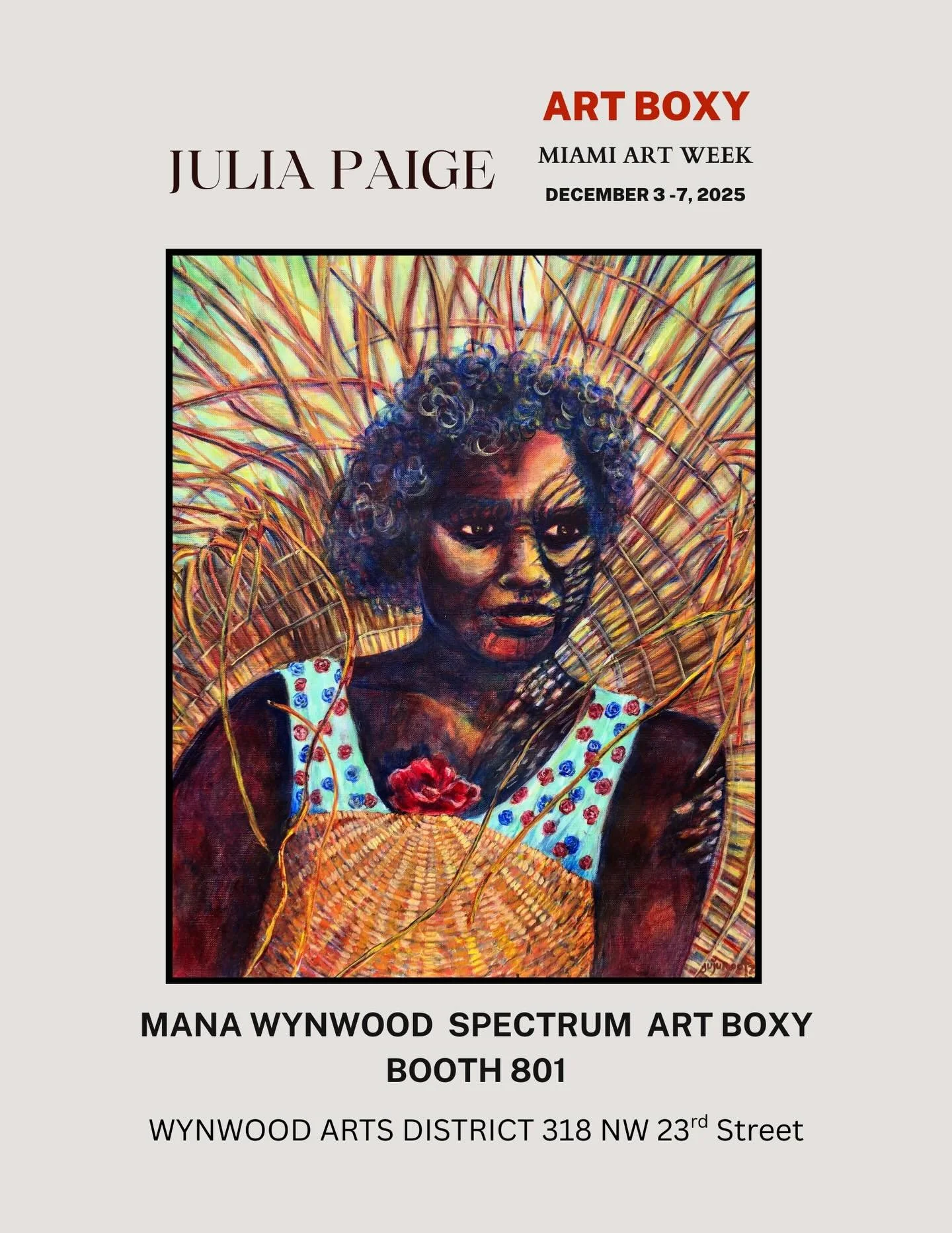 Thrilled to Share My Art will be shown during Miami Art Week/ Art Basel December 3-7, 2025 ! 

Proud to be a part of this exhibition by Art Boxy, located at Spectrum Mana Wynwood Convention Center Booth 801 ! Thank you to the Art Boxy team ! 

During