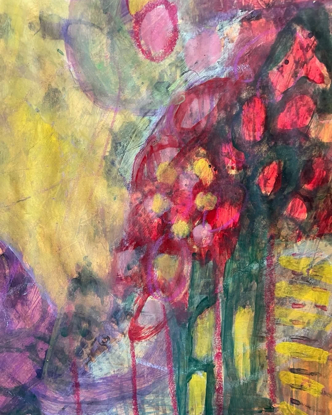 Sharing some views of one of my new abstract paintings series (still in process) 

As I was standing back and observing this piece, the following title popped up, maybe it was the colors or the shapes or something but it reminded me of, 

The &ldquo;