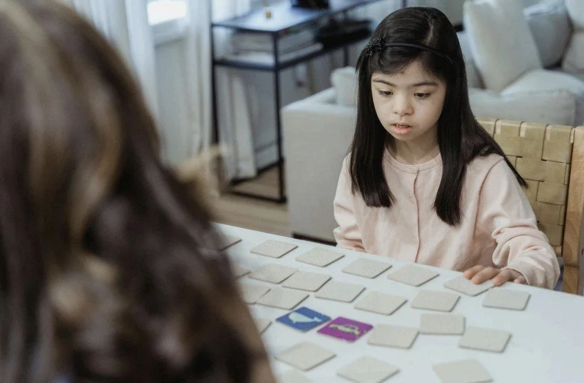 Child playing memory game