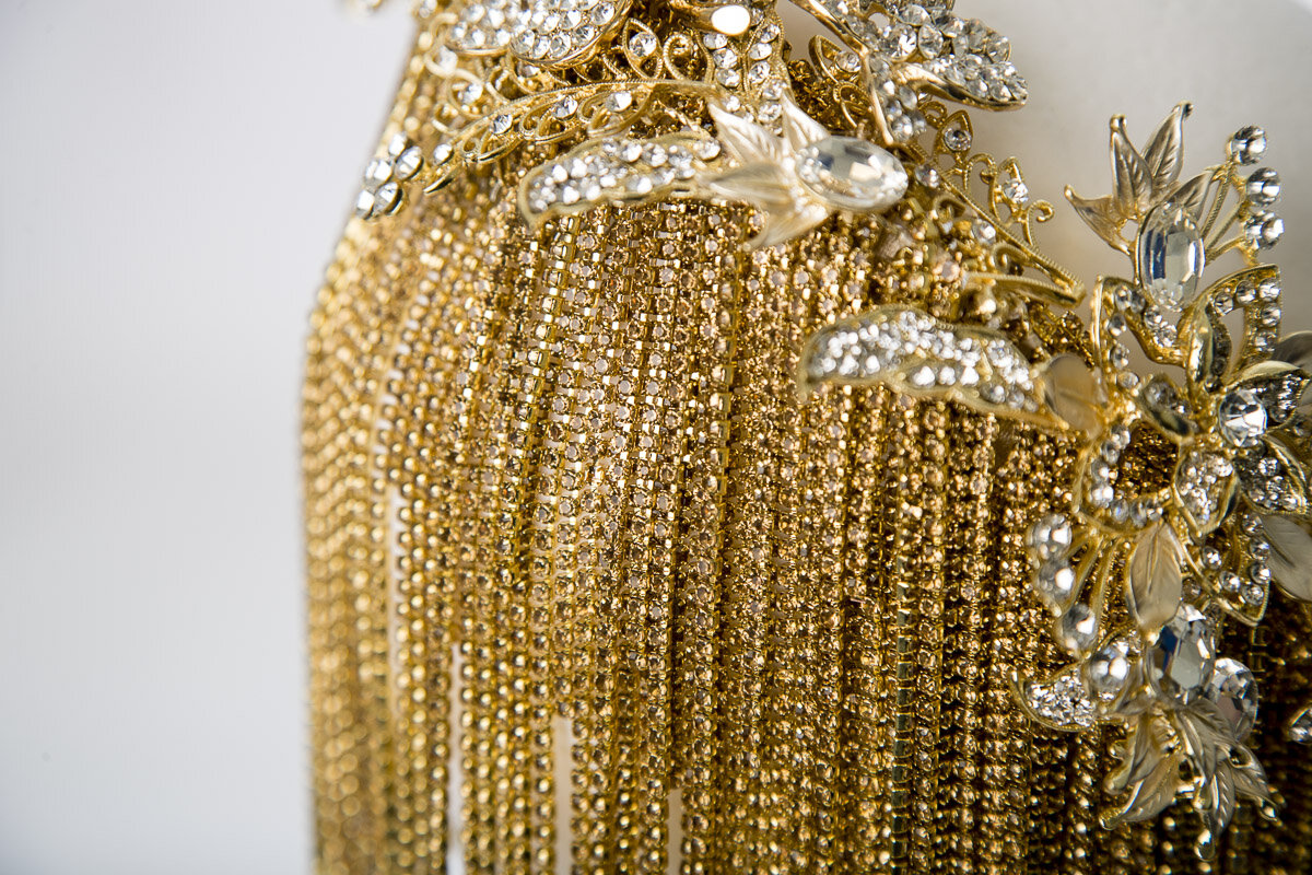 Beyonce gold fringe detail