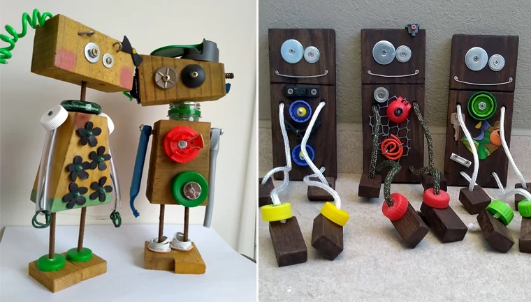 Artista plástica cria robôs com resto de material descartado	