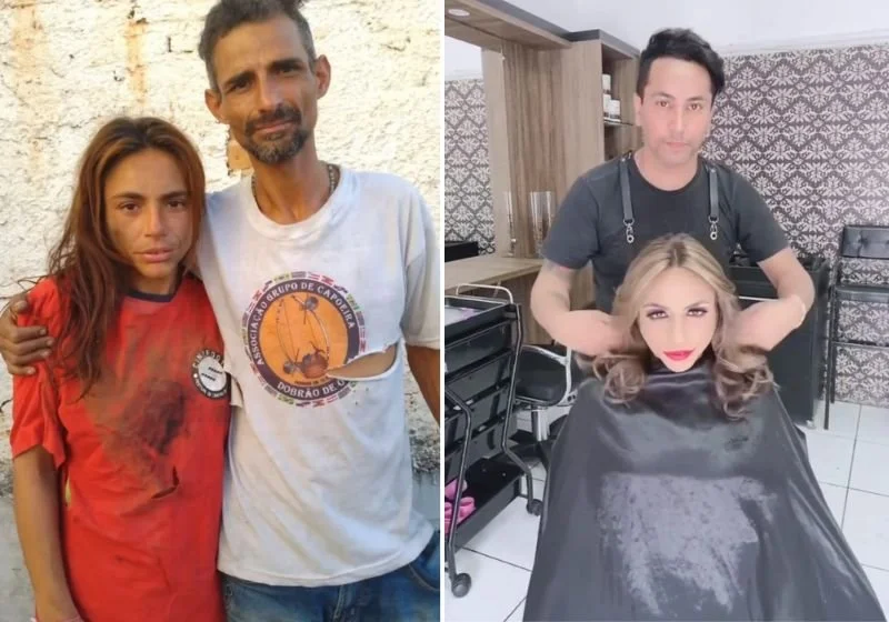 Cabeleireiro faz transformação para casal sem-teto ir à entrevista de emprego