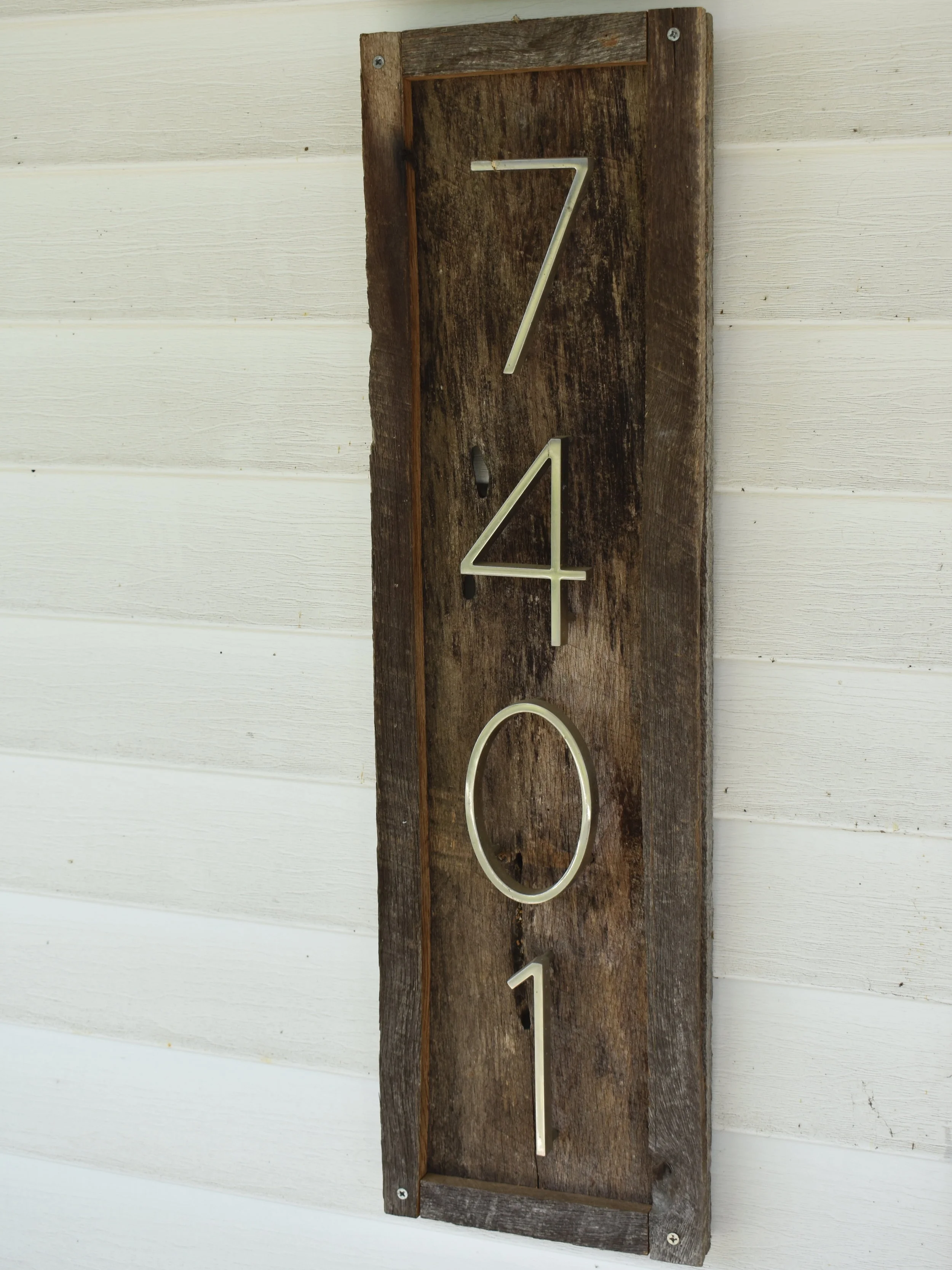 Reclamined Wood Address Marker