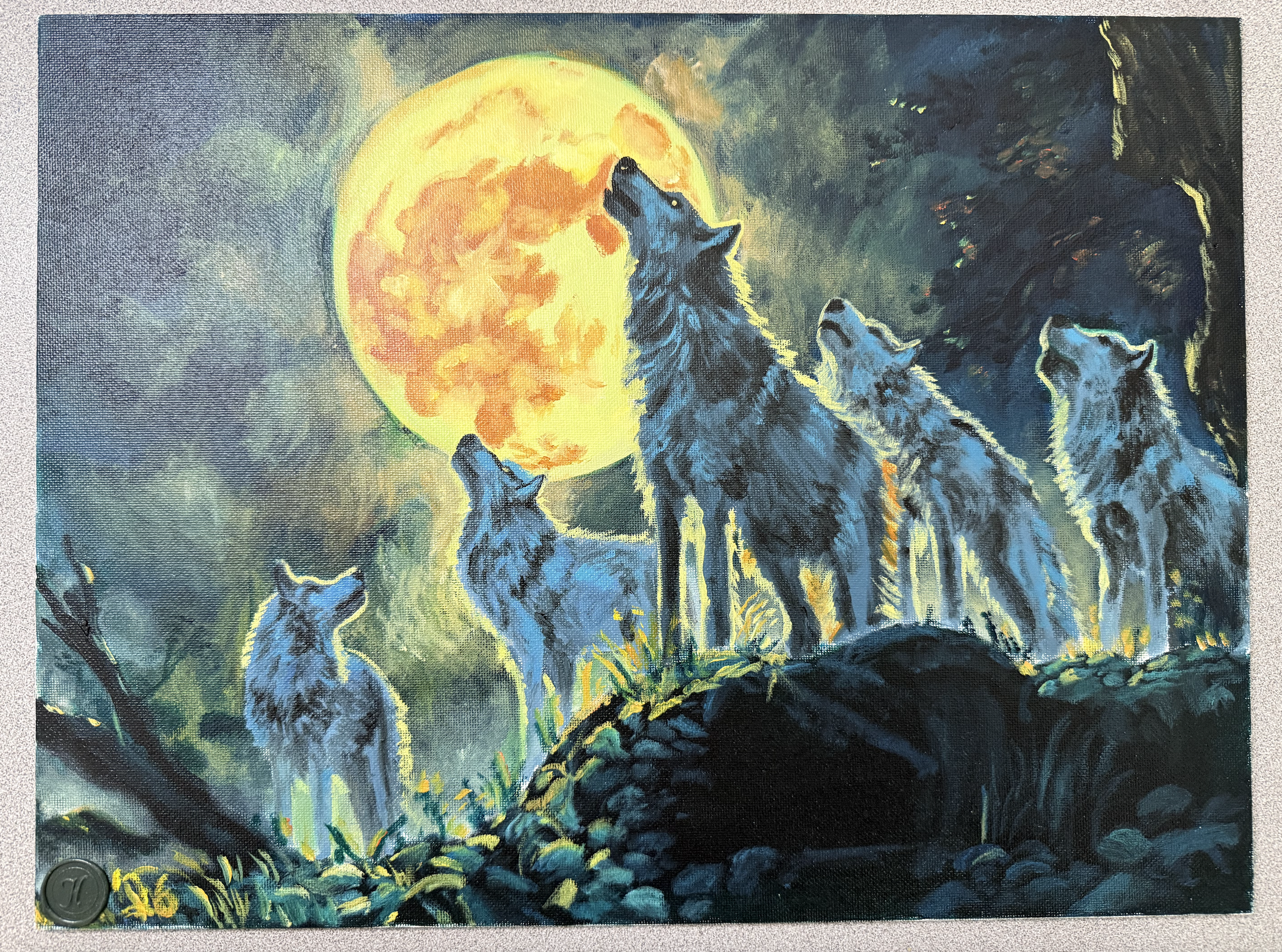 Chorus of the Full Moon 12" x 16" Oil Painting