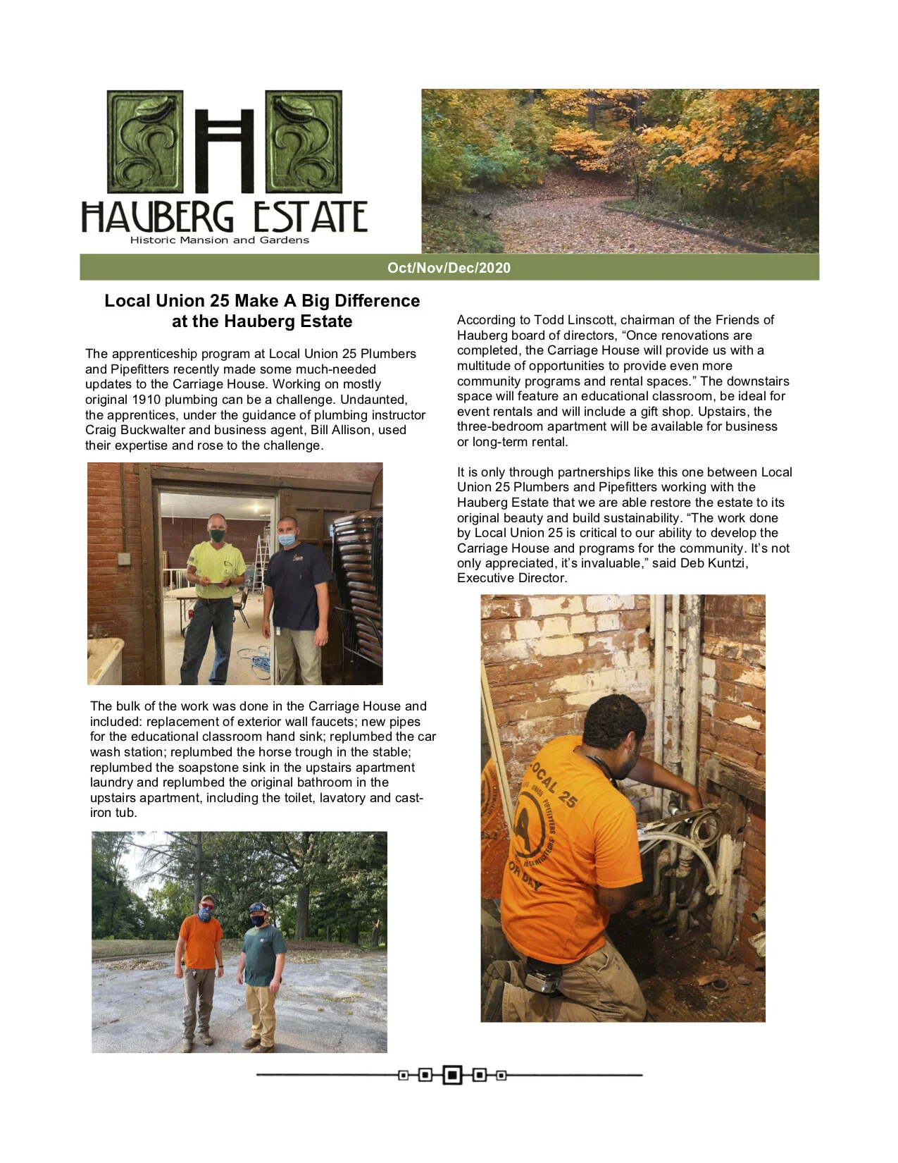 Hauberg Estate Newsletter for October - December 2020