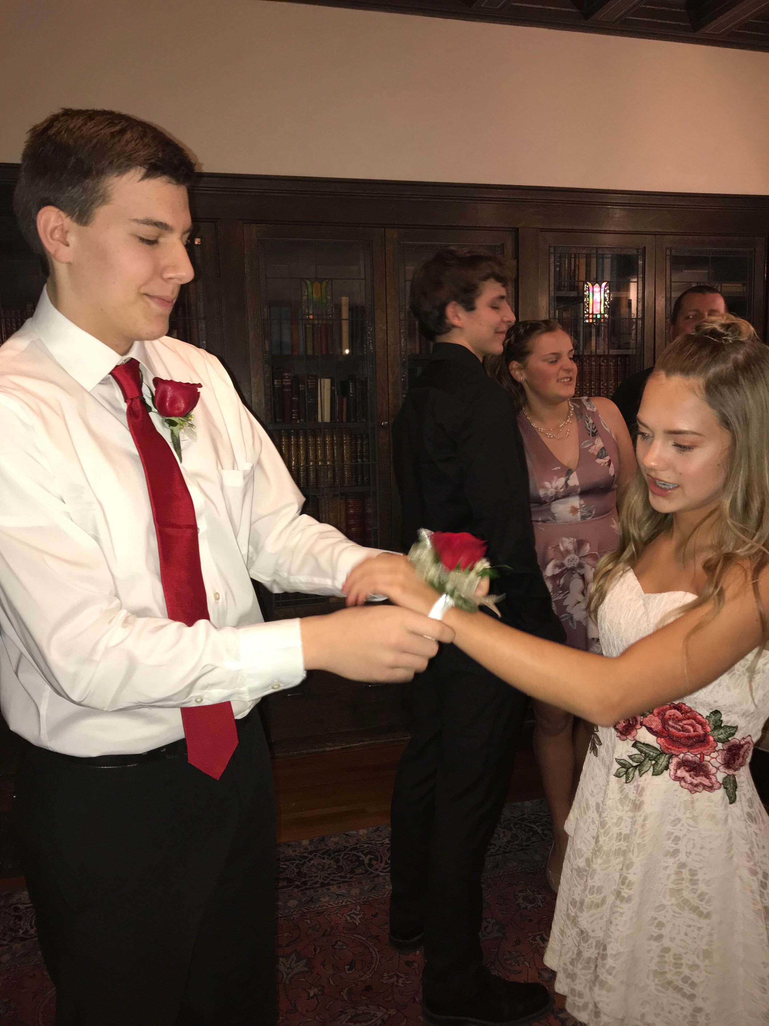 Flowers and pictures before the school dance. 